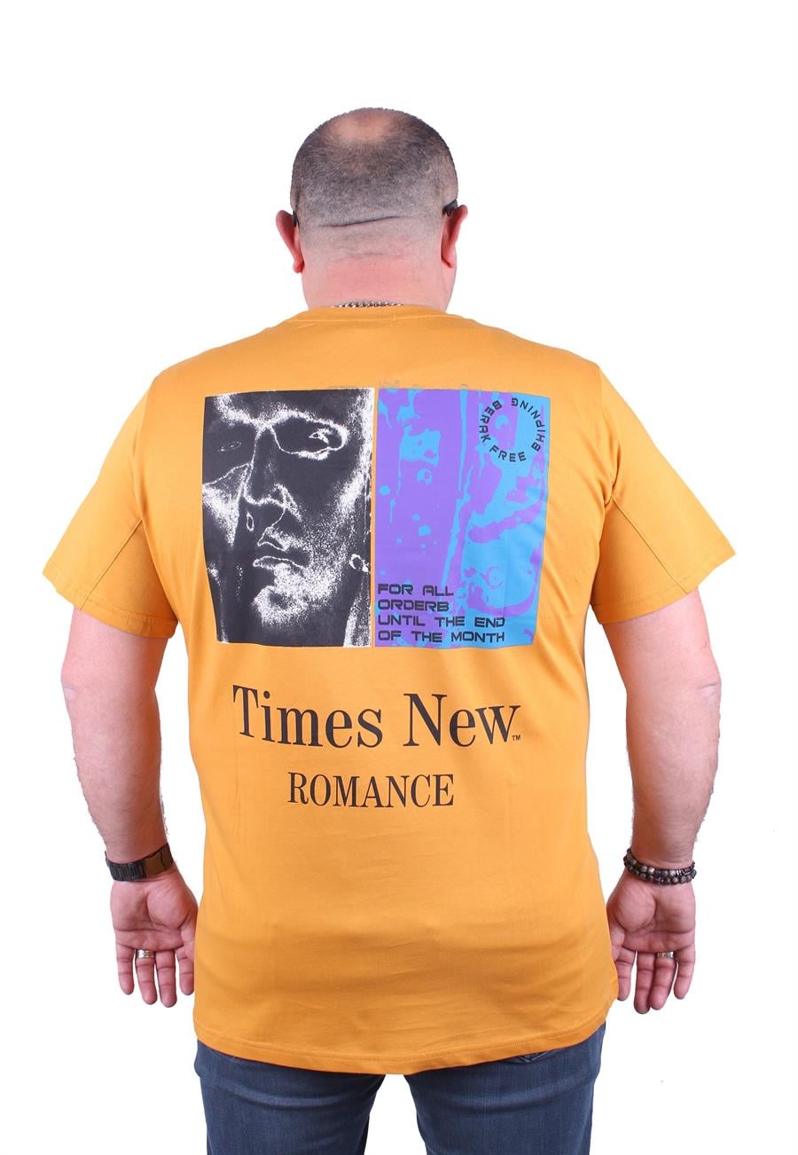 Mocgrande Büyük Beden Sıfır Yaka Tişört Romance 23104 HARDAL