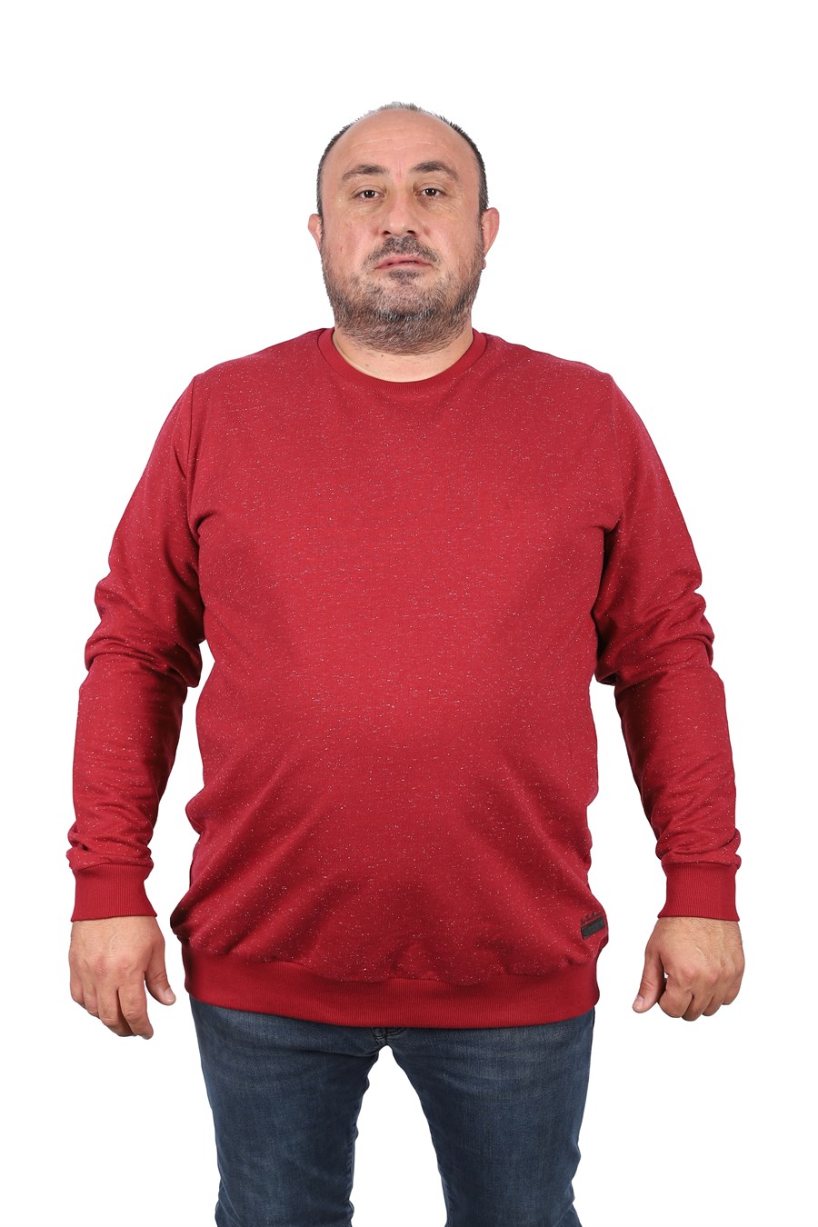MocGrande Büyük Beden Sweatshirt Bisiklet Yaka Deri Arma 22703