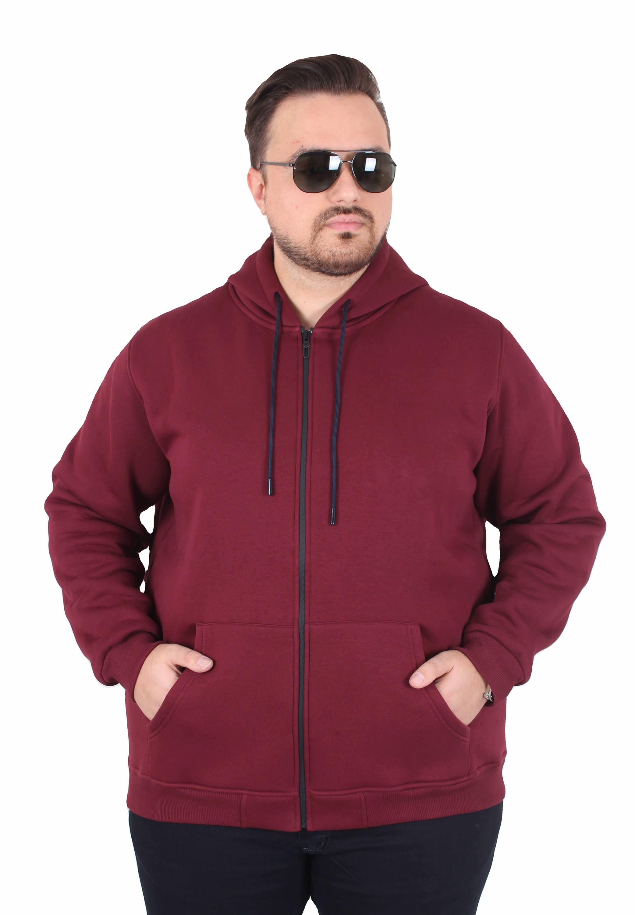 Mocgrande Büyük Beden Unisex Kapüşonlu 3ip Sweat 11701 MURDUM