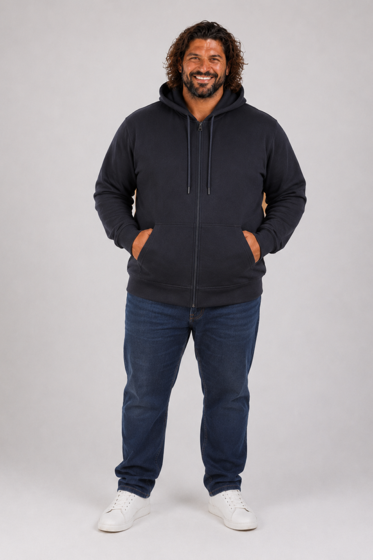 Mocgrande Büyük Beden Unisex Kapüşonlu 3ip Sweat 11701 LACIVERT