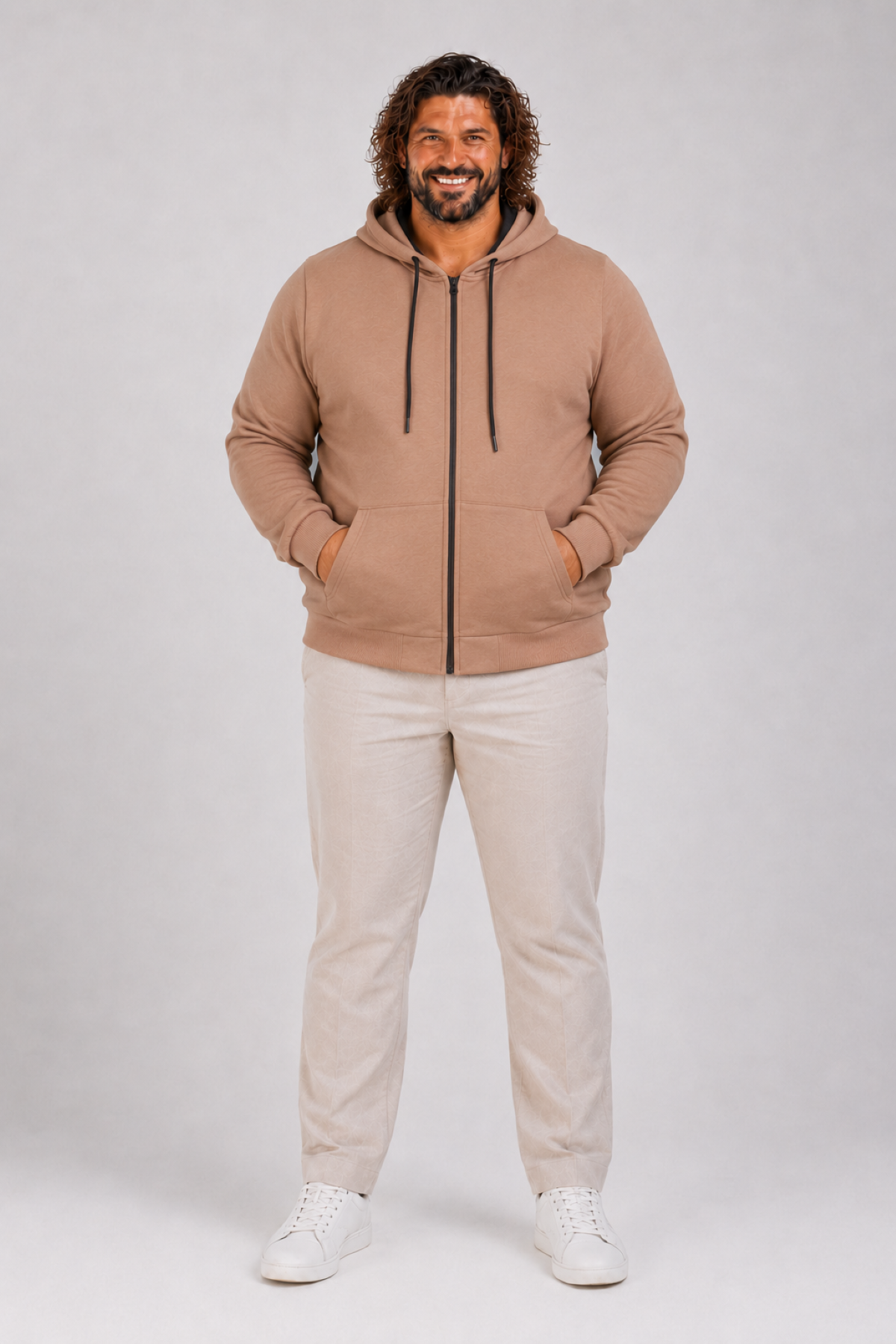 Mocgrande Büyük Beden Unisex Kapüşonlu 3ip Sweat 11701 S.KAHVE