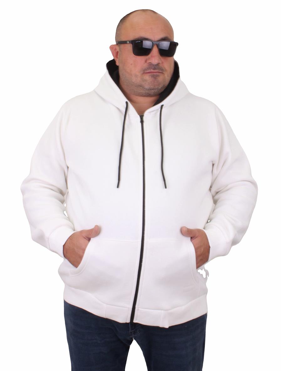 Mocgrande Büyük Beden Unisex Kapüşonlu 3ip Sweat 11701 EKRU