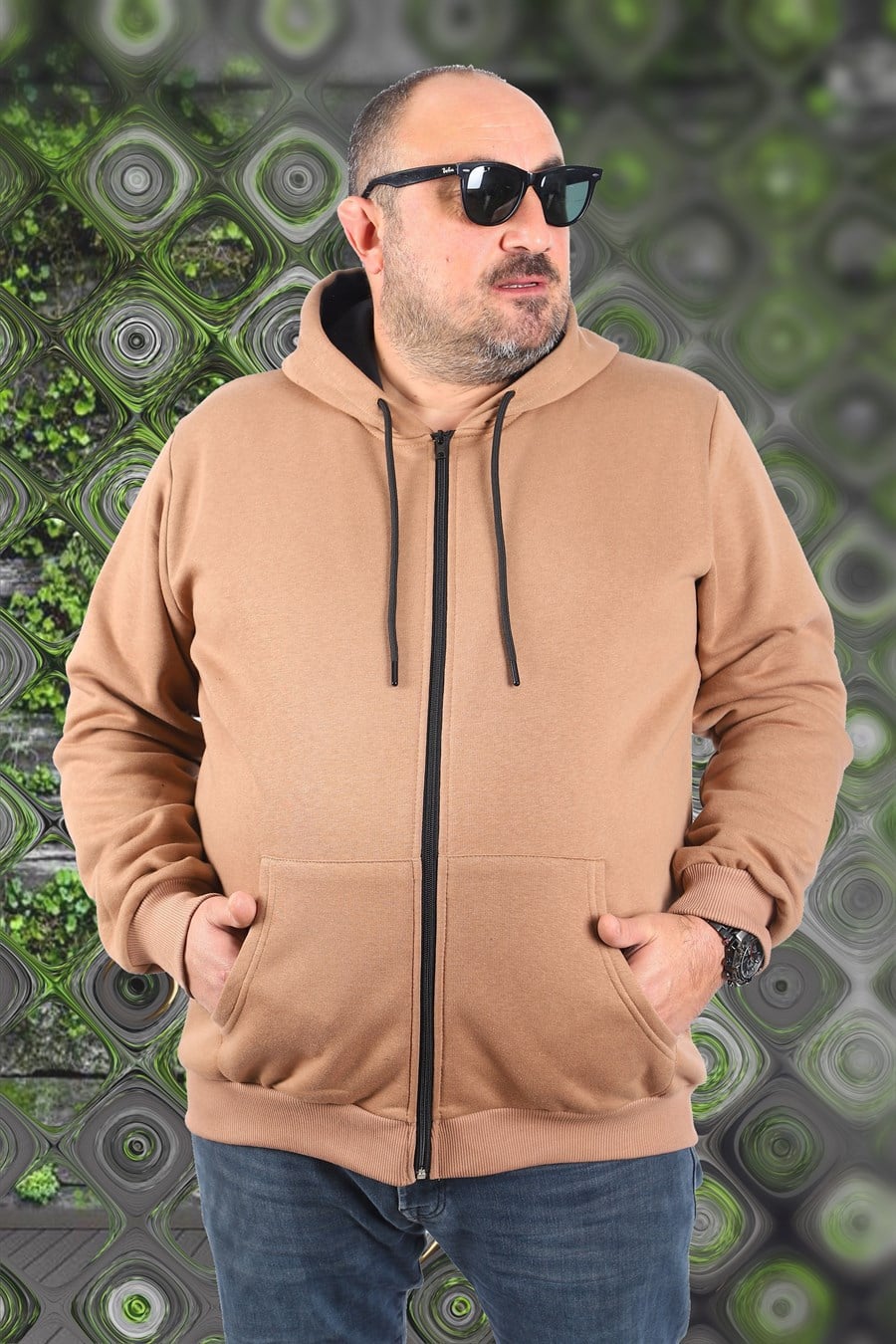 Mocgrande Büyük Beden Unisex Kapüşonlu 3ip Sweat 11701 S.KAHVE