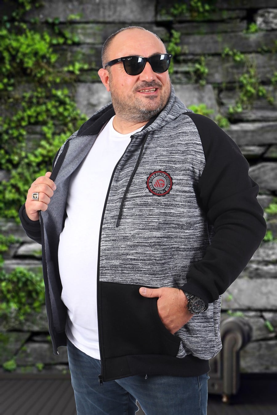 Mocgrande Büyük Beden Unisex New York Collage Sweat 22727