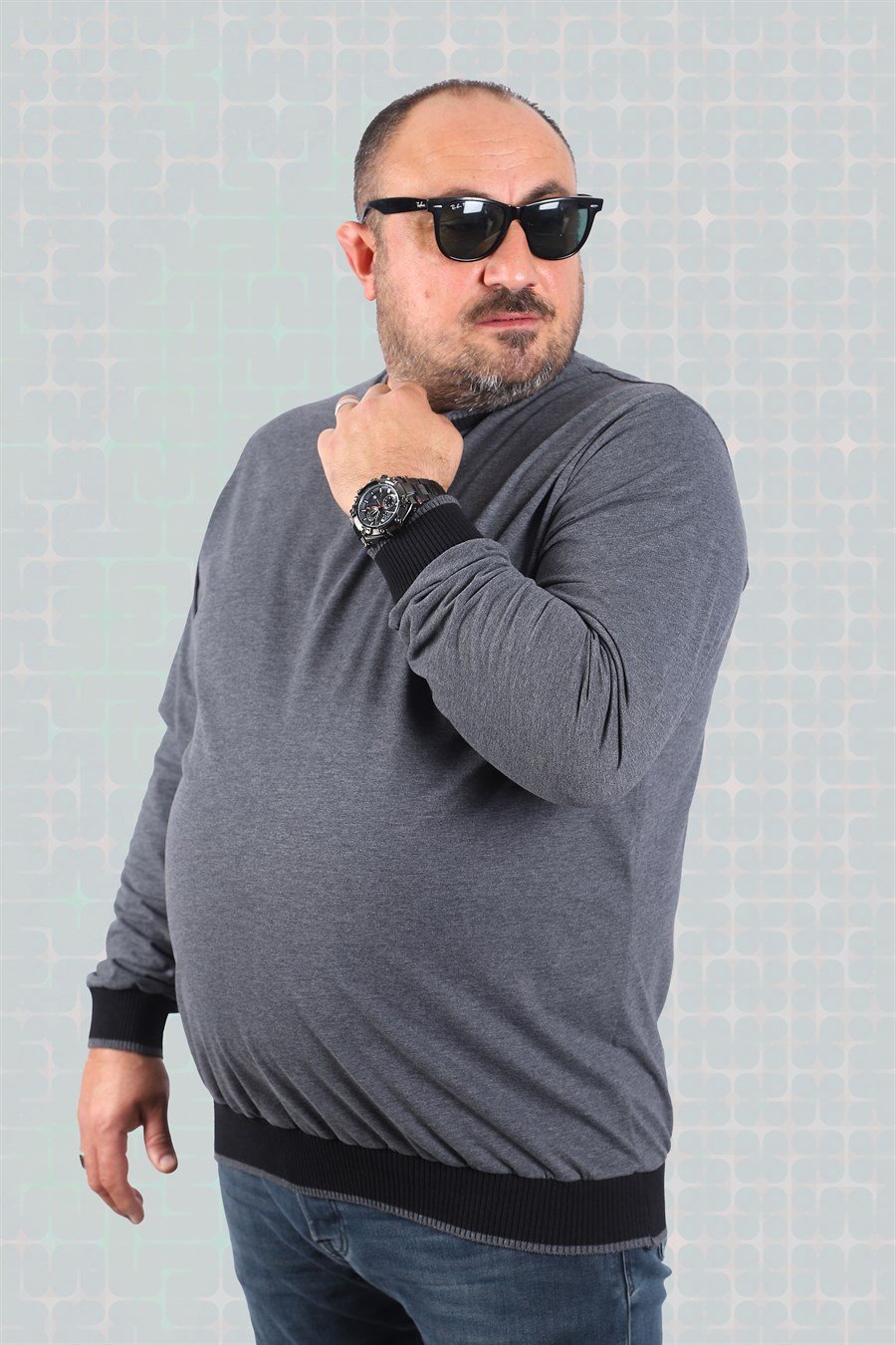 Mocgrande Büyük Beden Uzun Kol Tişört 22729 ANTRASIT