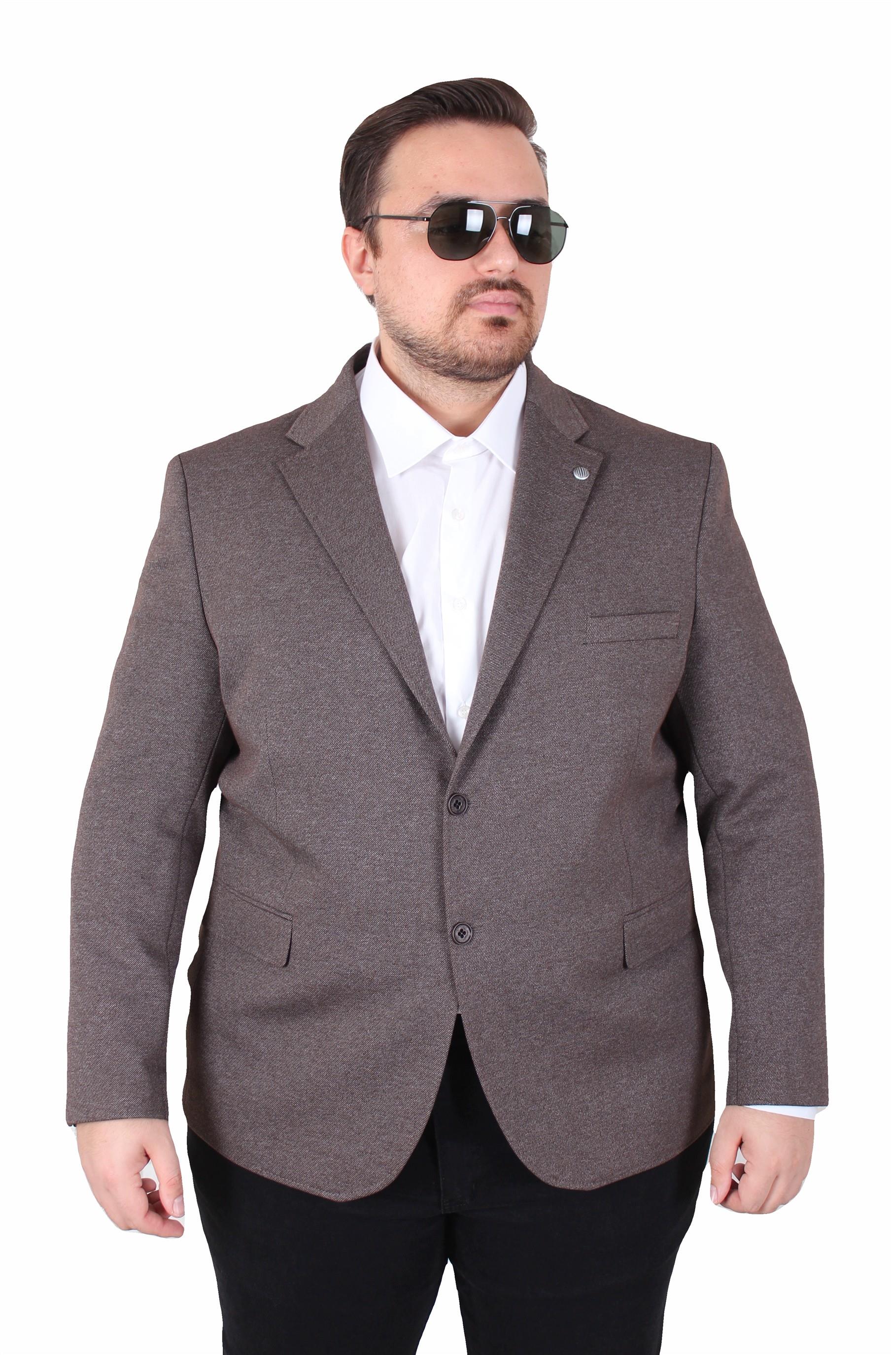 Mocgrande Erkek Büyük Beden 4 Drop Blazer Sedef Ceket 500606 KAHVERENGİ