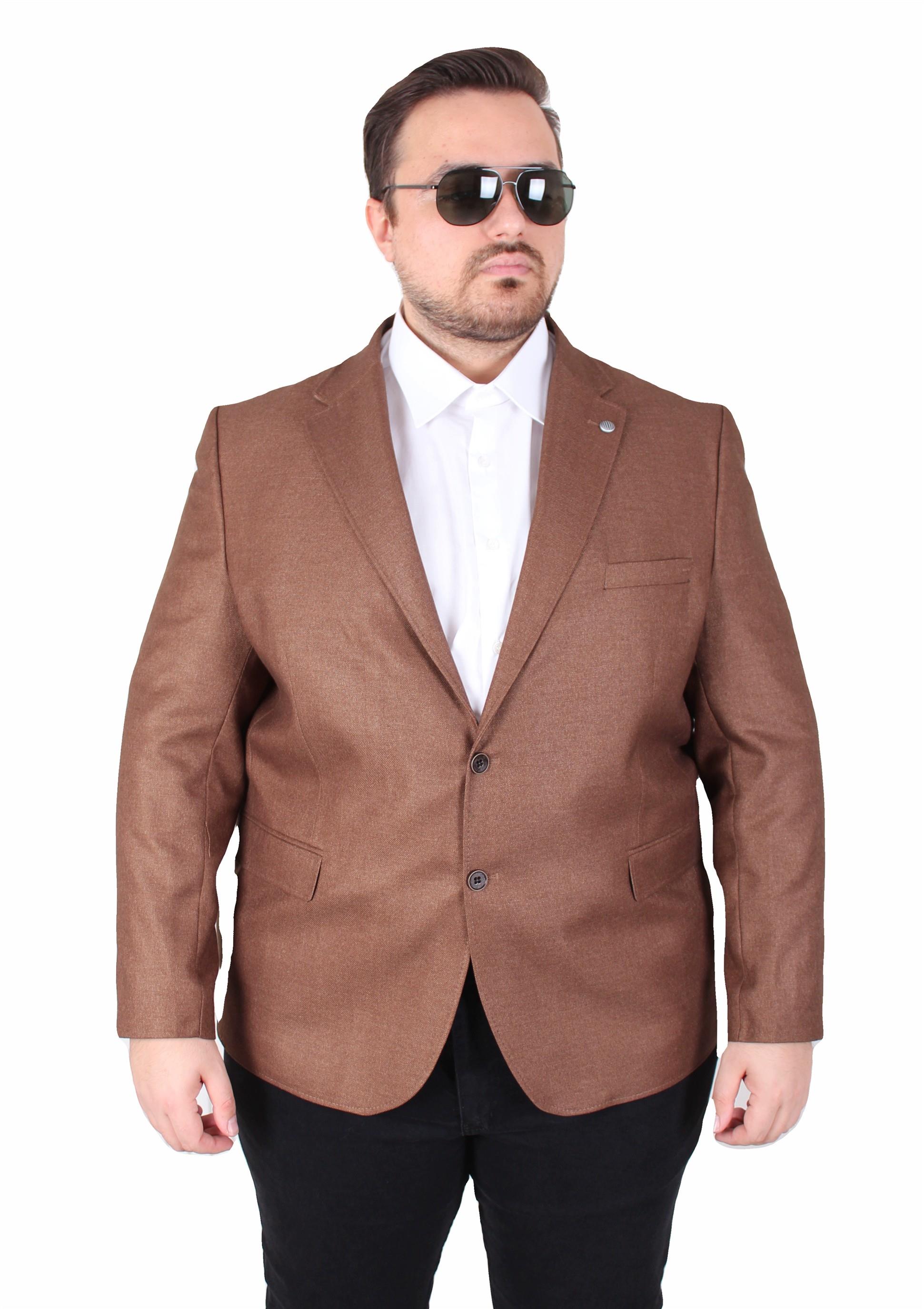 Mocgrande Erkek Büyük Beden 4 Drop Blazer Oskar Ceket 500607 TABA