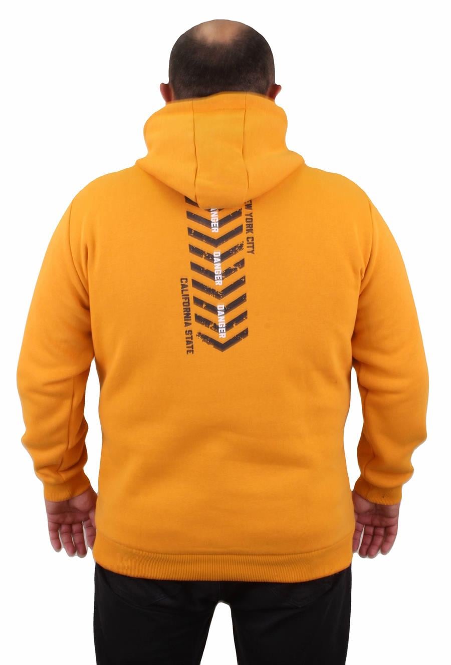 Mocgrande Erkek Büyük Beden Kapuşonlu Sweat Danger 23212 HARDAL