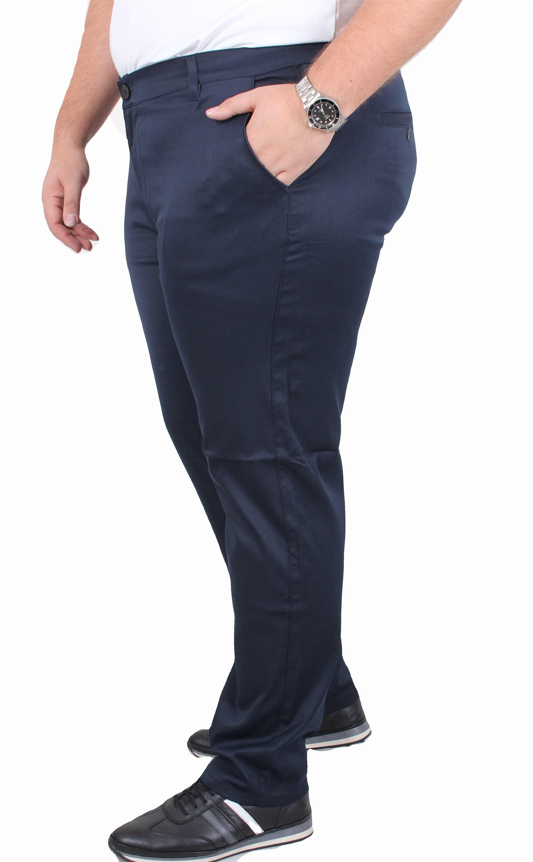 Mocgrande Erkek Büyük Beden Likralı Gabardin Yan Cepli Pantolon 11956 LACIVERT