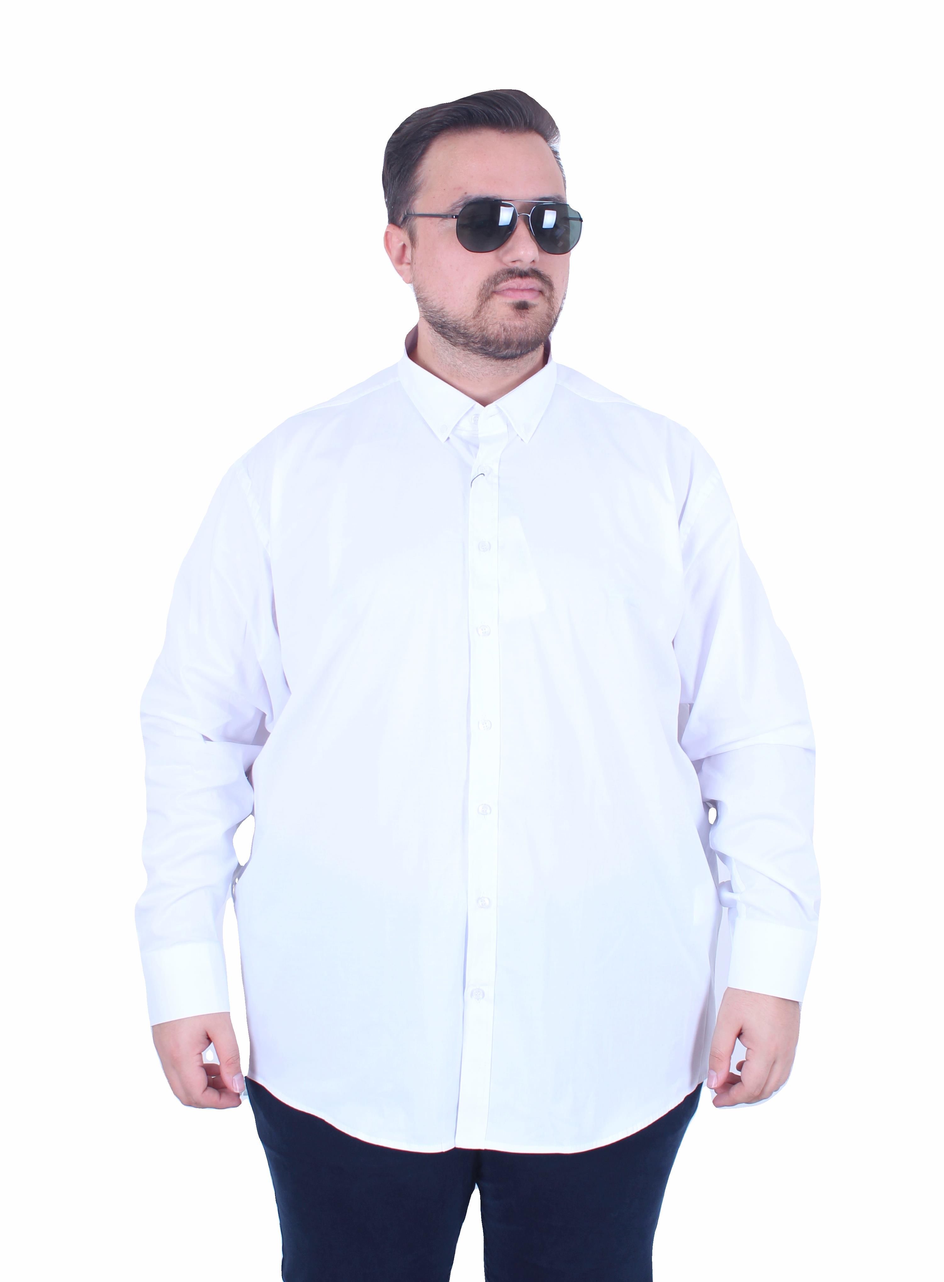 Mocgrande Erkek Büyük Beden Likralı Poplin Gömlek 11354 BEYAZ