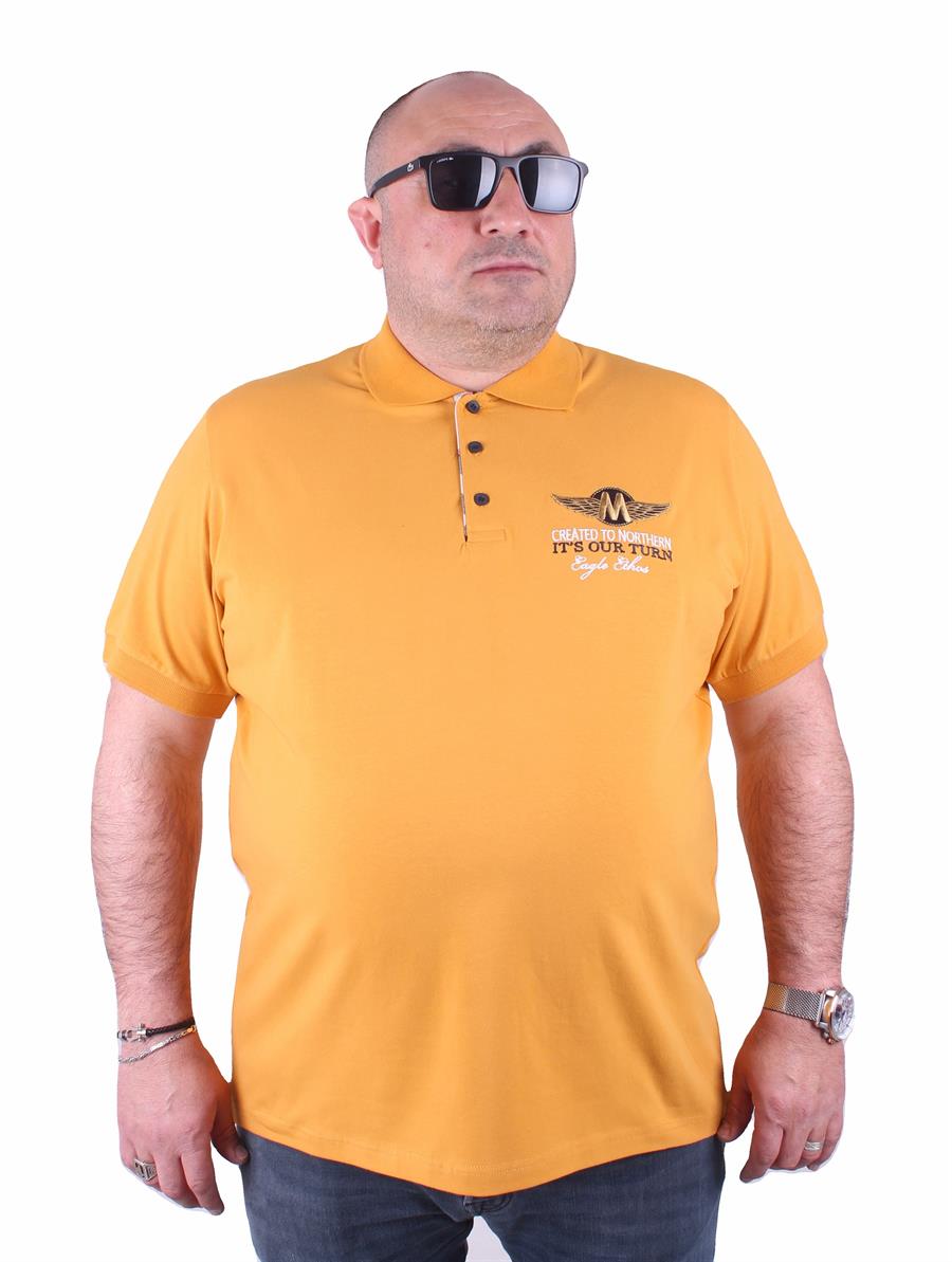 Mocgrande Erkek Büyük Beden Polo Tişört Eagle Face 23400 HARDAL