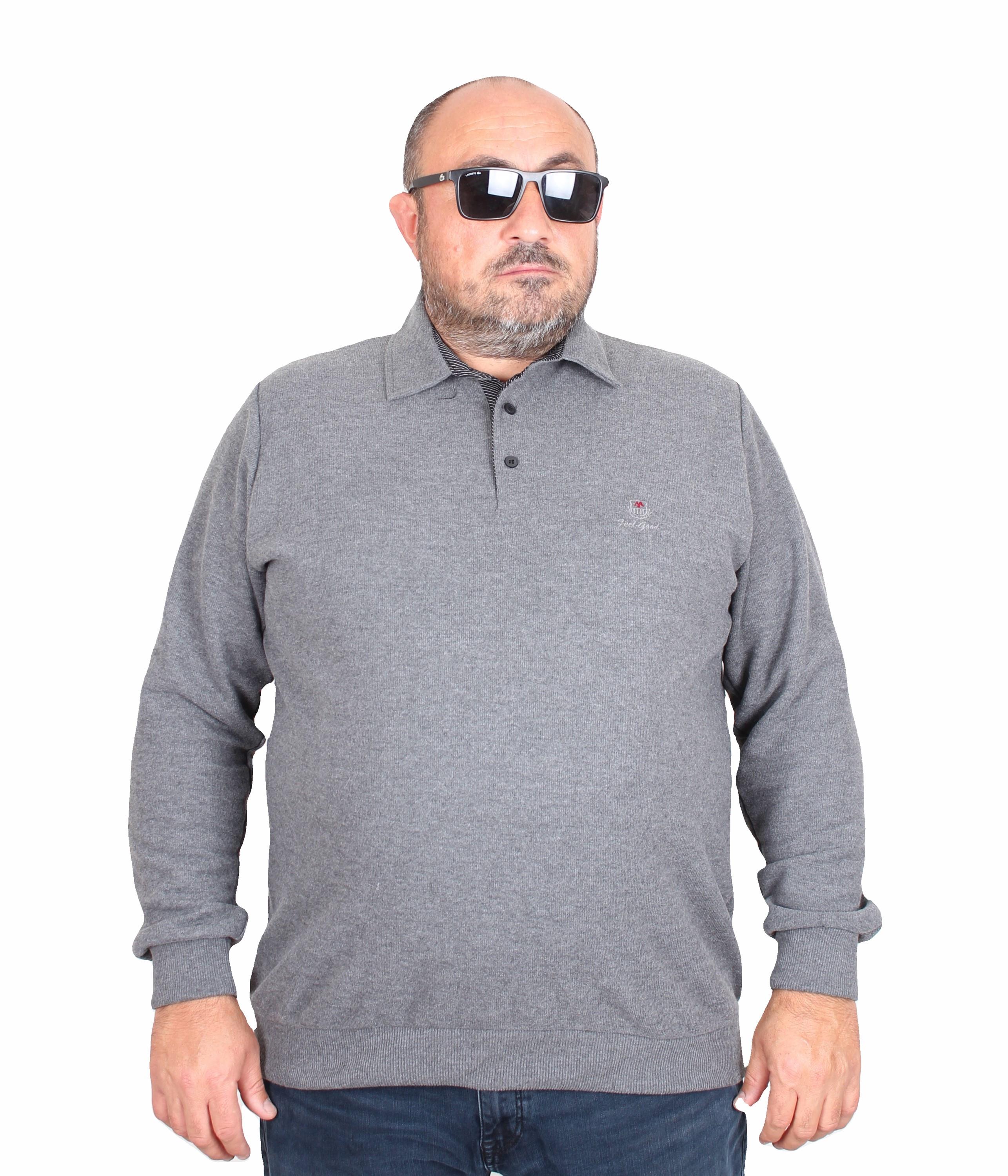 MocGrande Erkek Büyük Beden Polo Yaka Sweat Feel Good 24408 ANTRASİT MELANJ