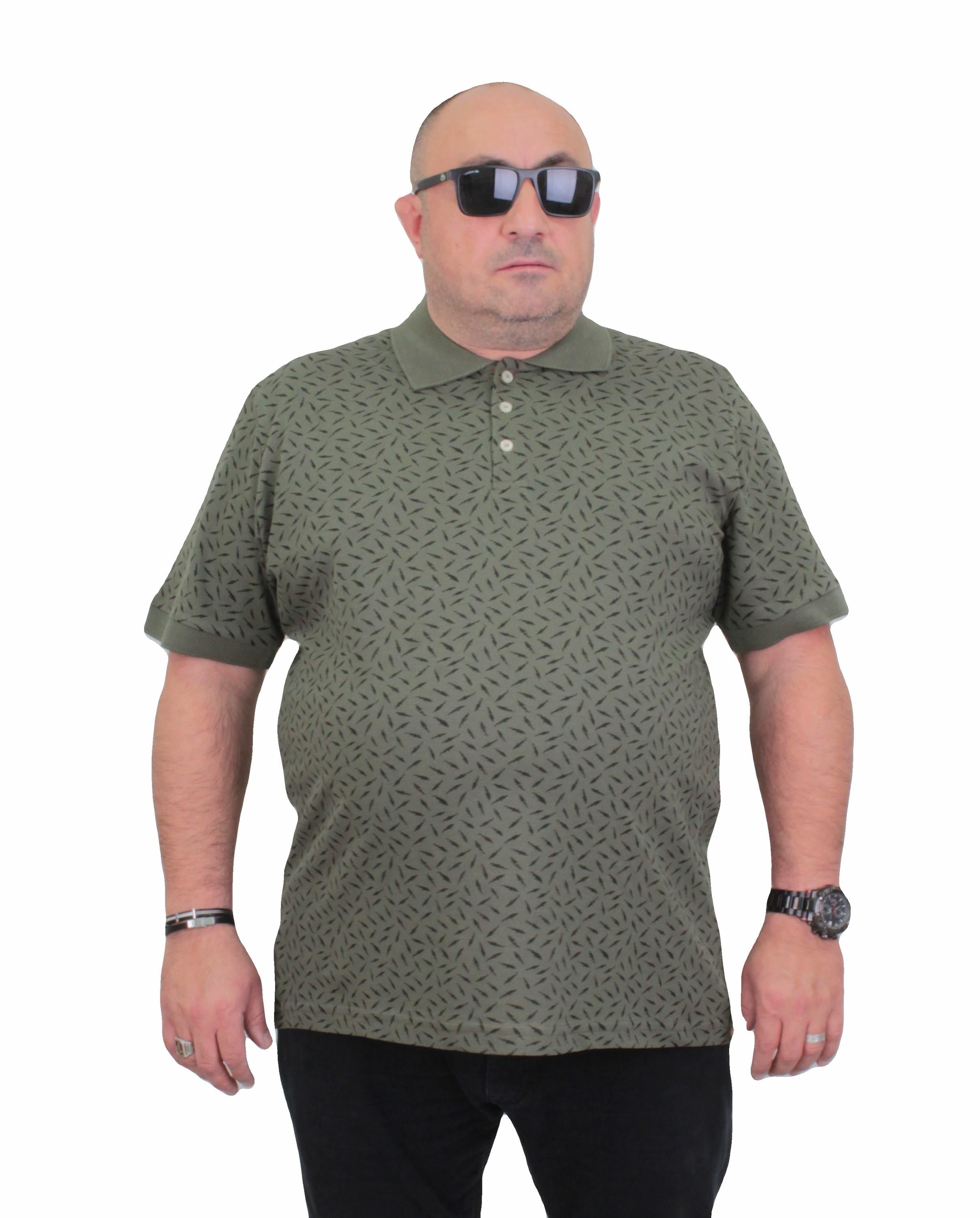 Mocgrande Erkek Büyük Beden Polo Yaka Tişört Leaf 24457 HAKI