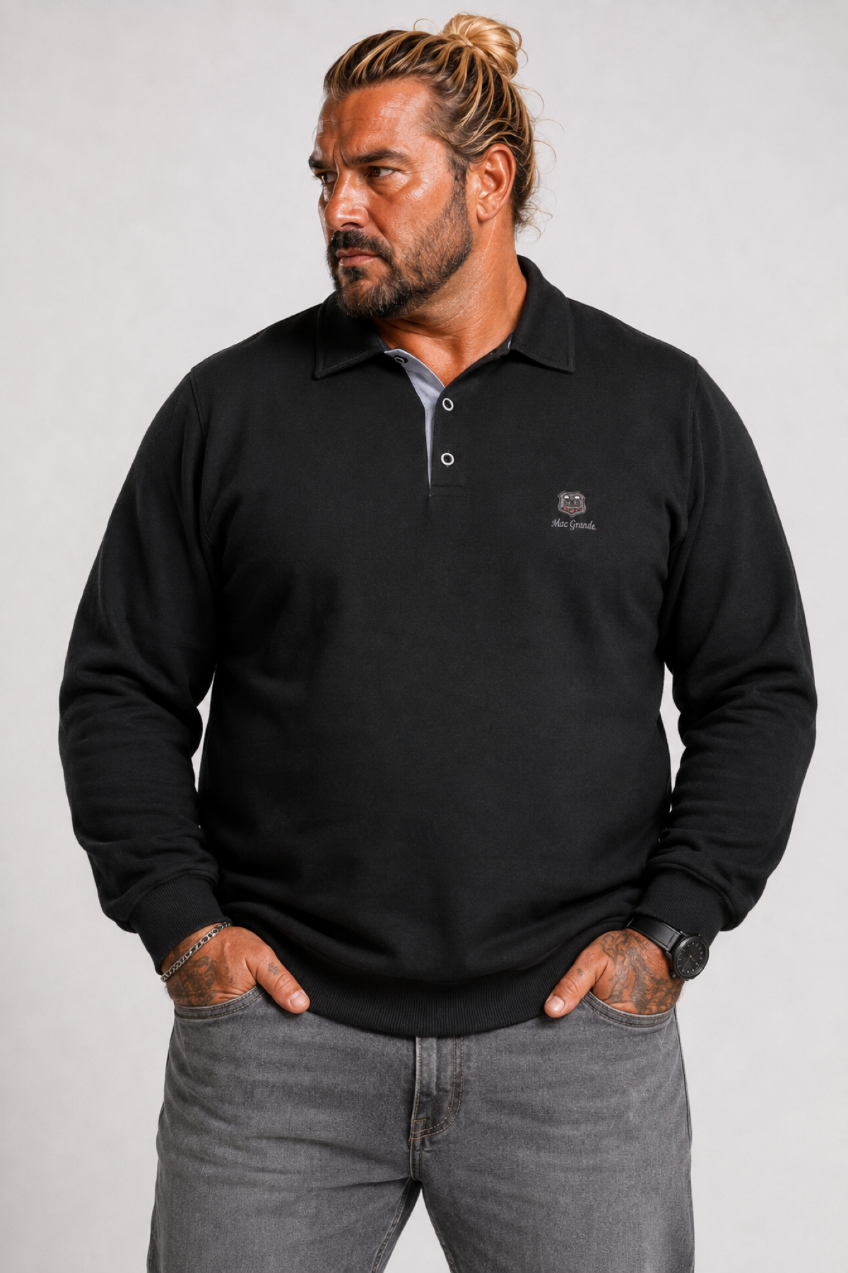 MocGrande Erkek Büyük Beden Polo Yaka Sweat Moc Grande 24410 SIYAH