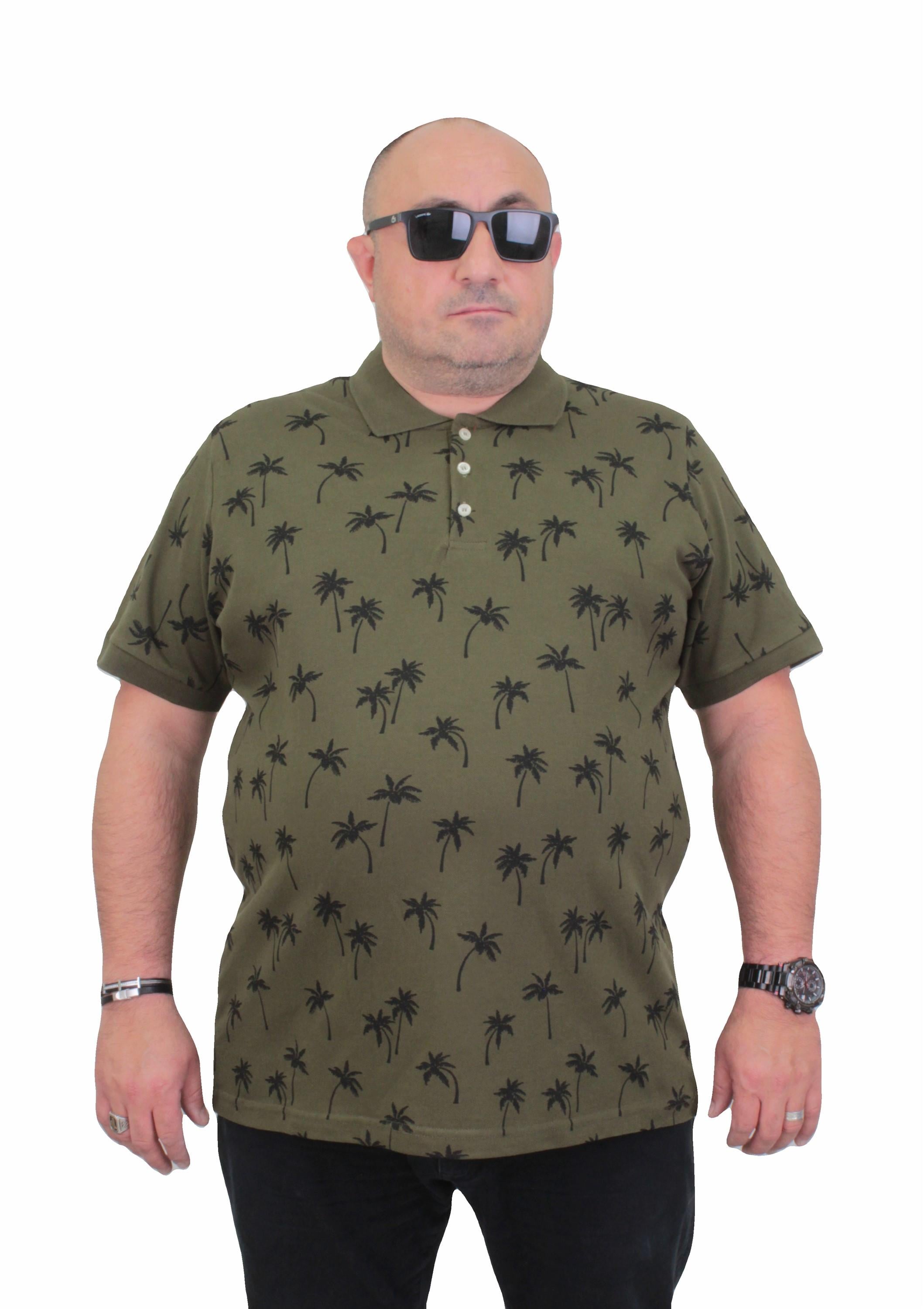 Mocgrande Erkek Büyük Beden Polo Yaka Tişört Palm 24460 Askeri Yeşil