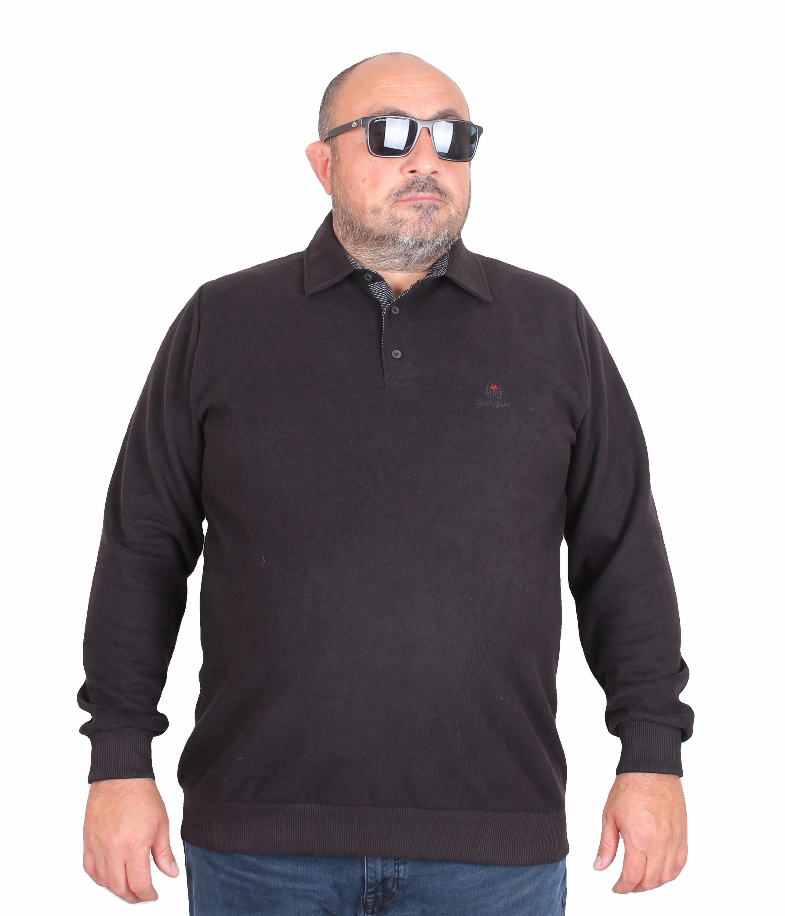 MocGrande Erkek Büyük Beden Polo Yaka Sweat Feel Good 24408 SIYAH