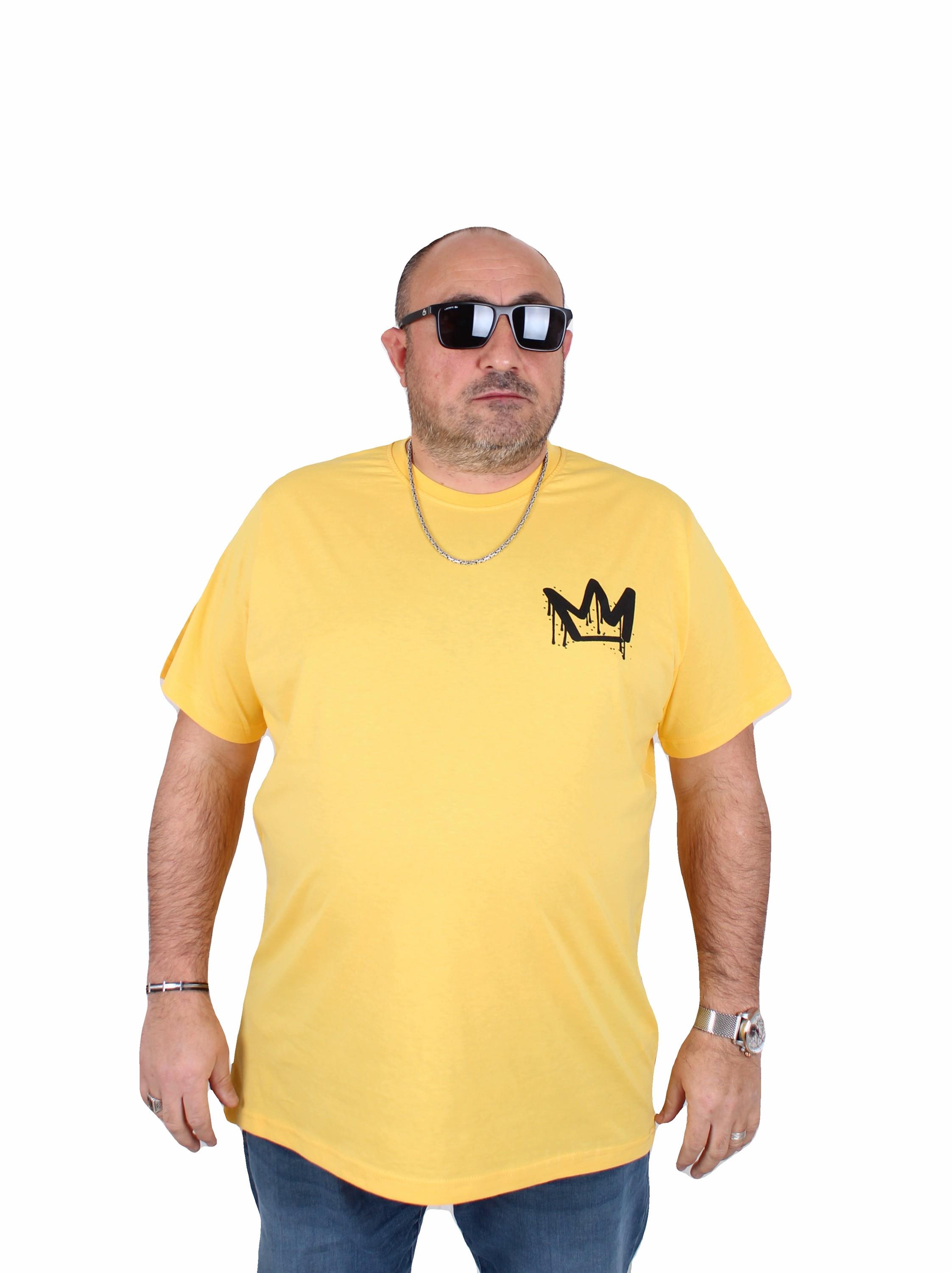Mocgrande Erkek Büyük Beden Sıfır Yaka Tişört King 25141 SARI
