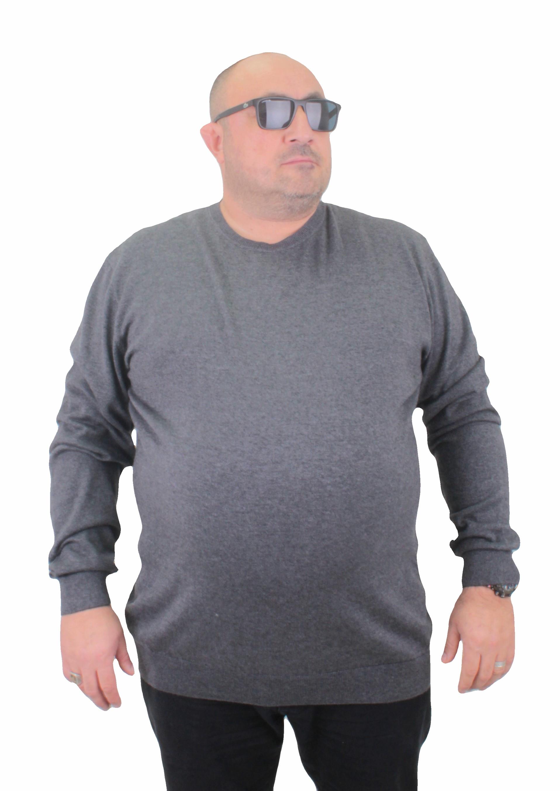 Mocgrande Erkek Büyük Beden Sıfır Yaka Reglan Triko Kazak 23750 ANTRASIT