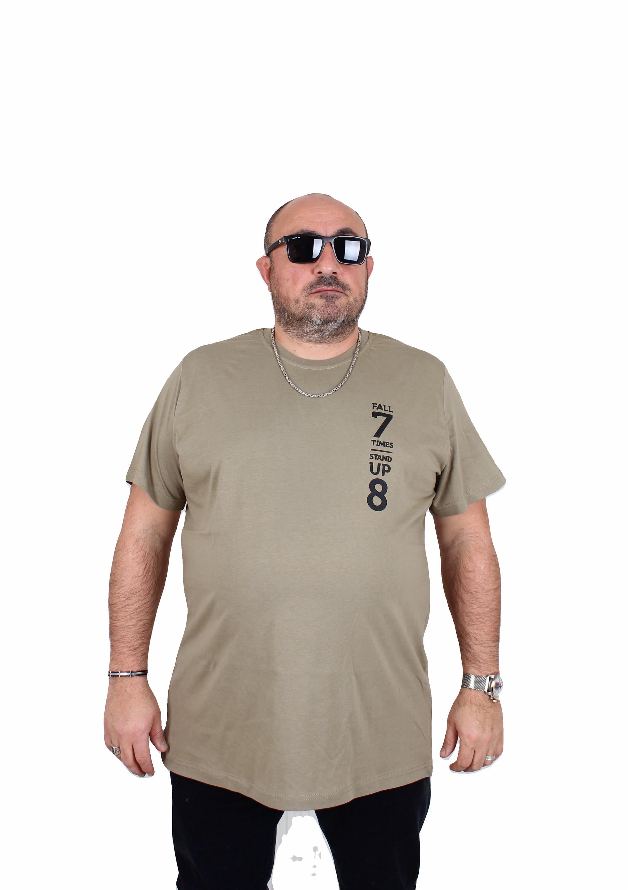 Mocgrande Erkek Büyük Beden Sıfır Yaka Tişört Stand Up 25158 HAKI