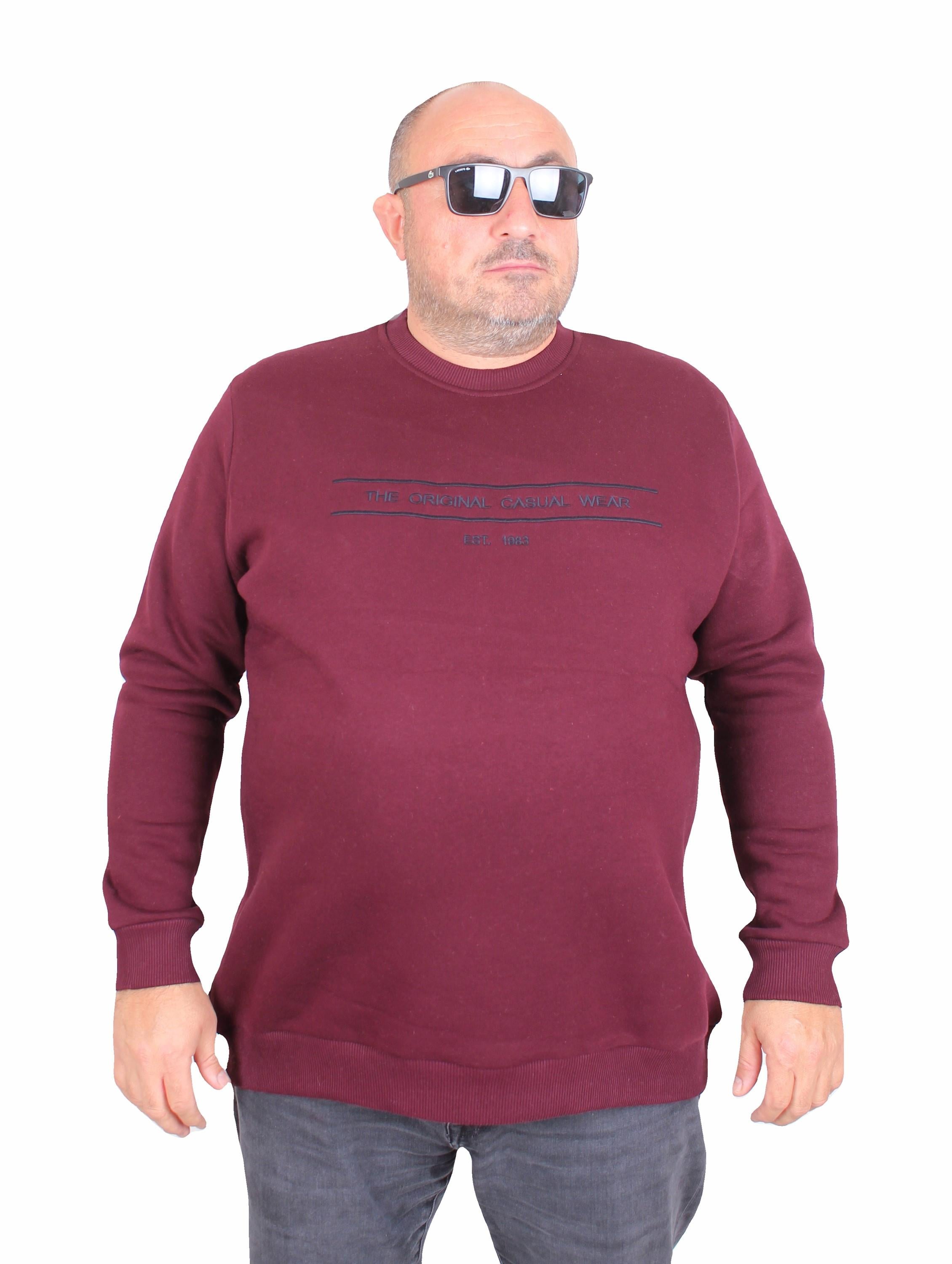Mocgrande Erkek Büyük Beden Sıfır Yaka 3ip Sweat Original 24203 MURDUM