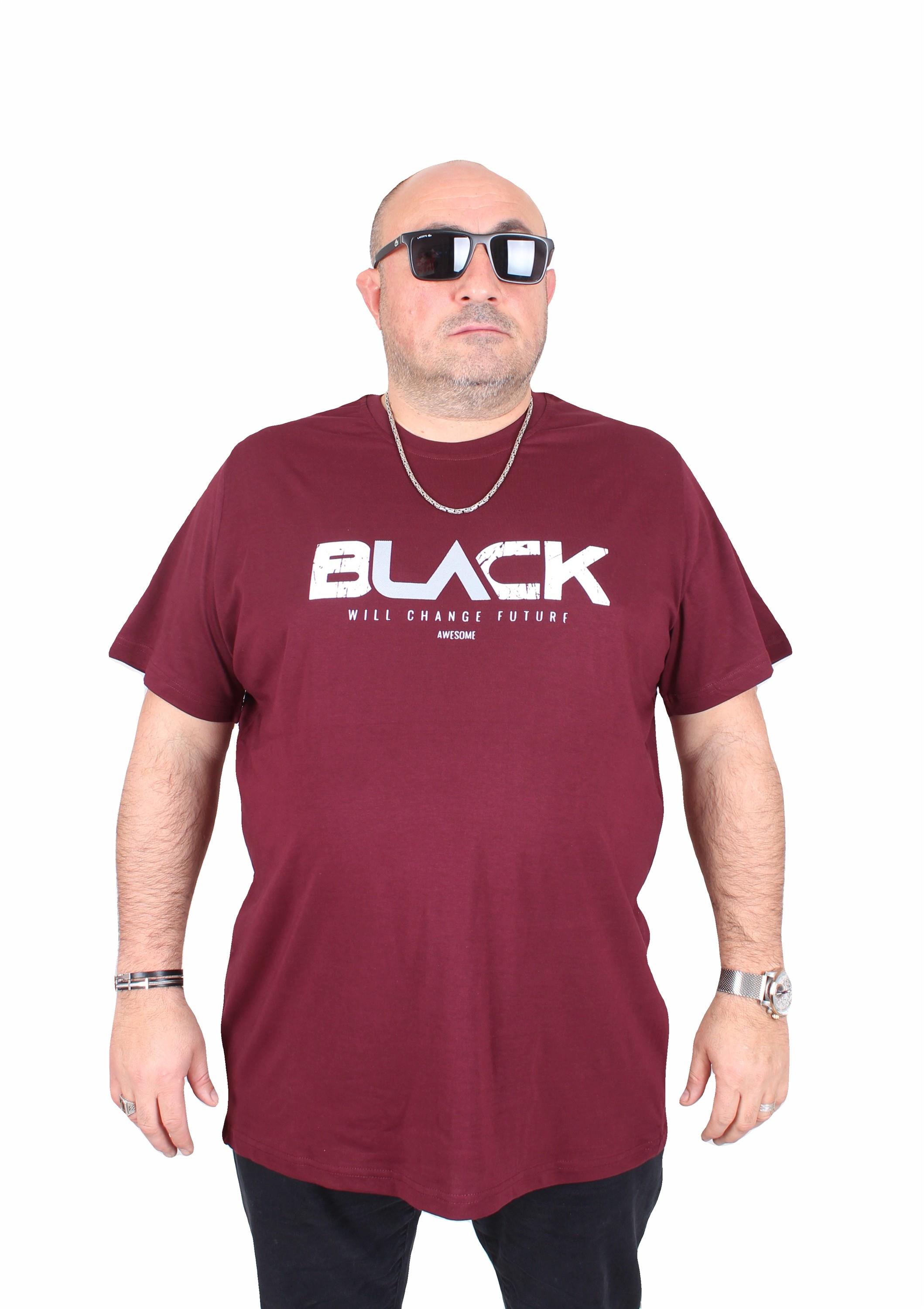 Mocgrande Erkek Büyük Beden Sıfır Yaka Tişört Black 25176 MURDUM