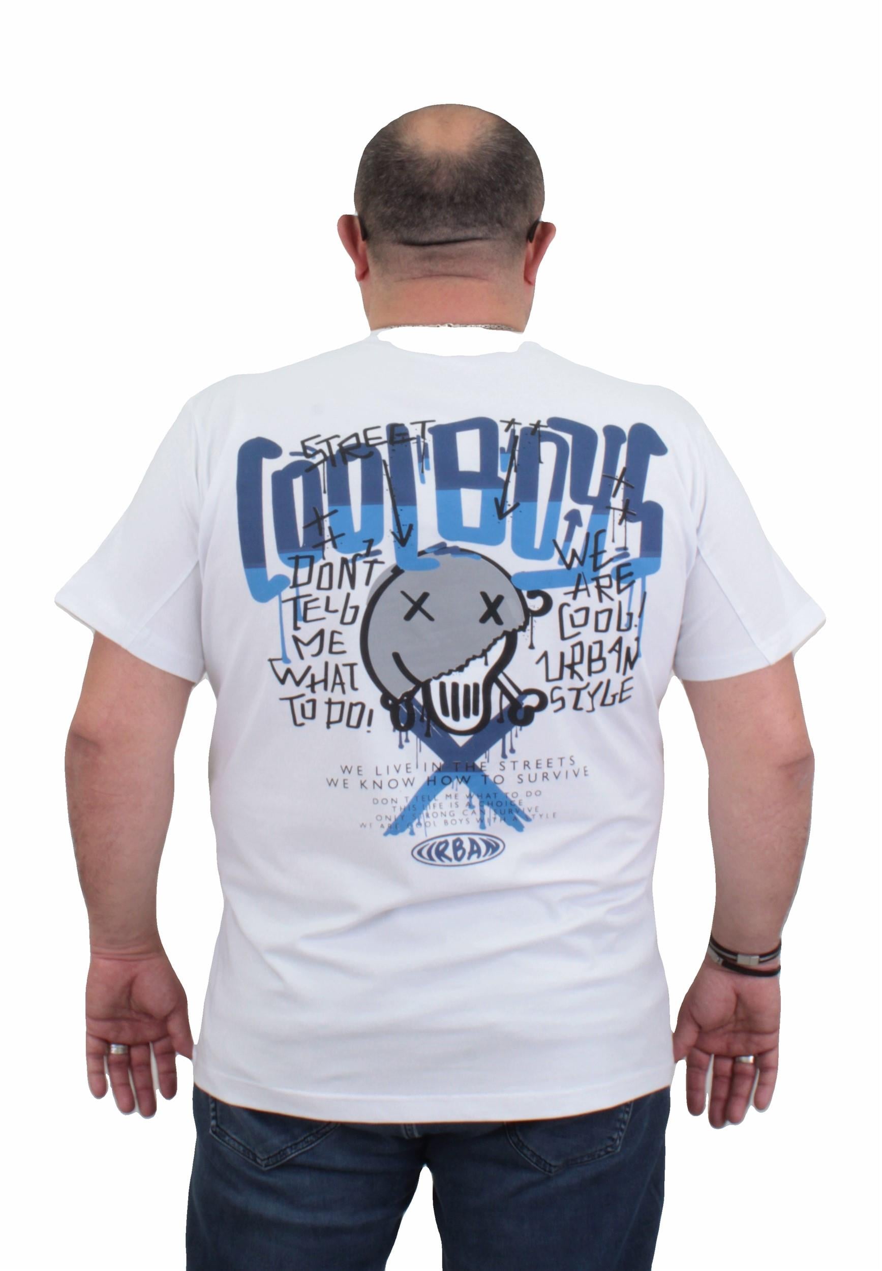 Mocgrande Erkek Büyük Beden Sıfır Yaka Tişört Cool Boys 24125 BEYAZ