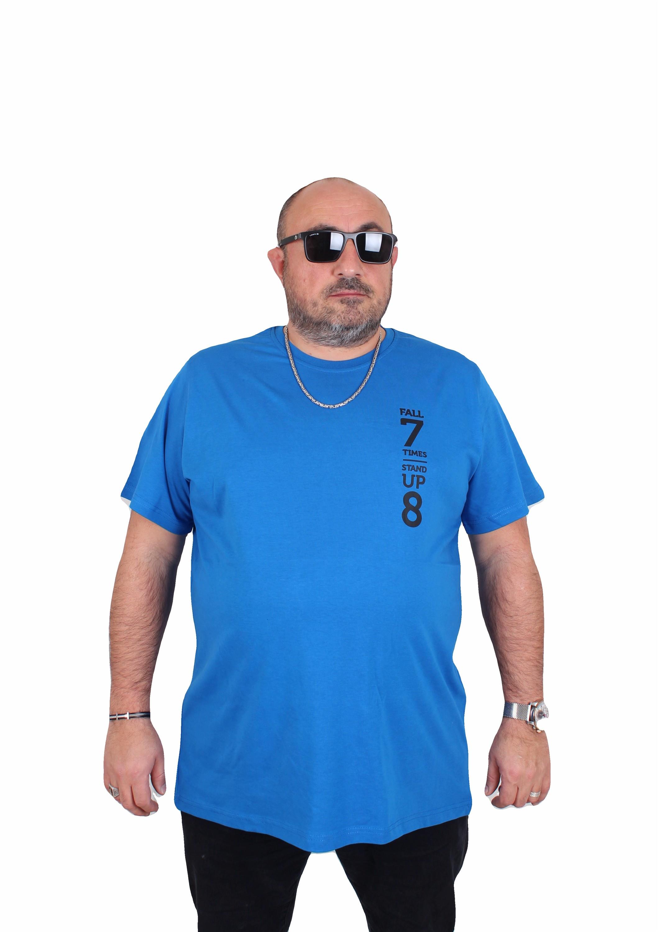 Mocgrande Erkek Büyük Beden Sıfır Yaka Tişört Stand Up 25158 SAKS