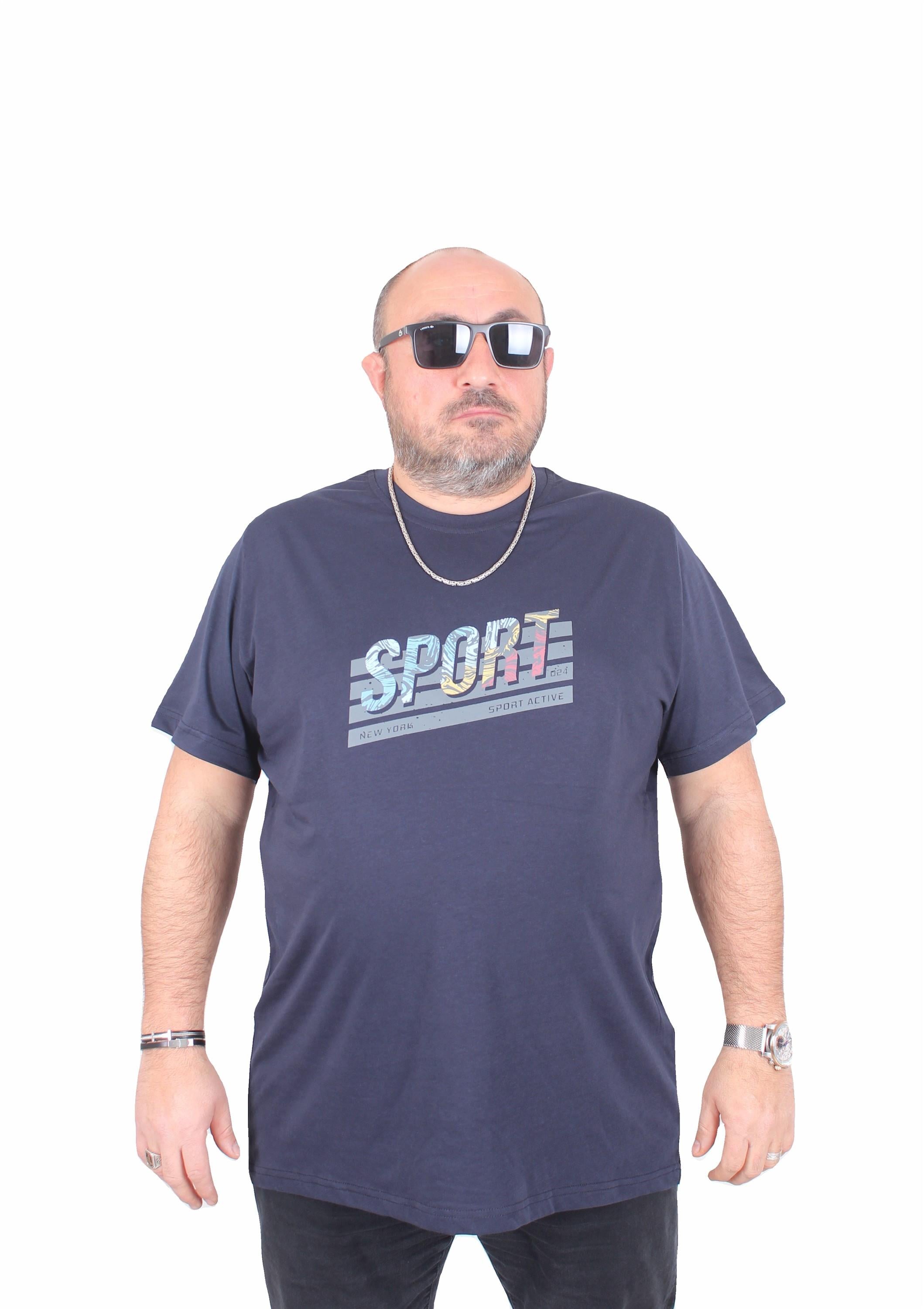 Mocgrande Erkek Büyük Beden Sıfır Yaka Tişört Sport 25162 LACIVERT