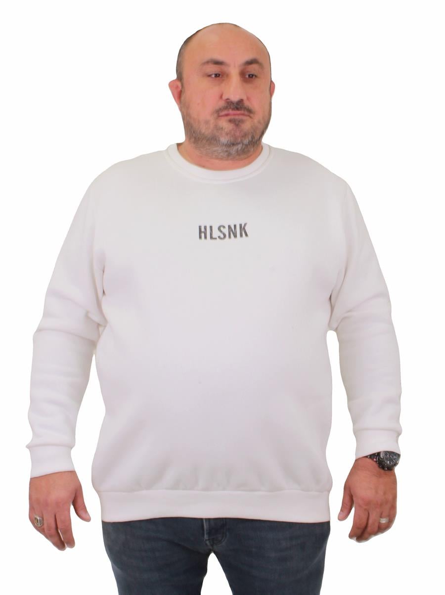Mocgrande Erkek Büyük Beden Sıfır Yaka Sweat Hlsnk 23204 EKRU