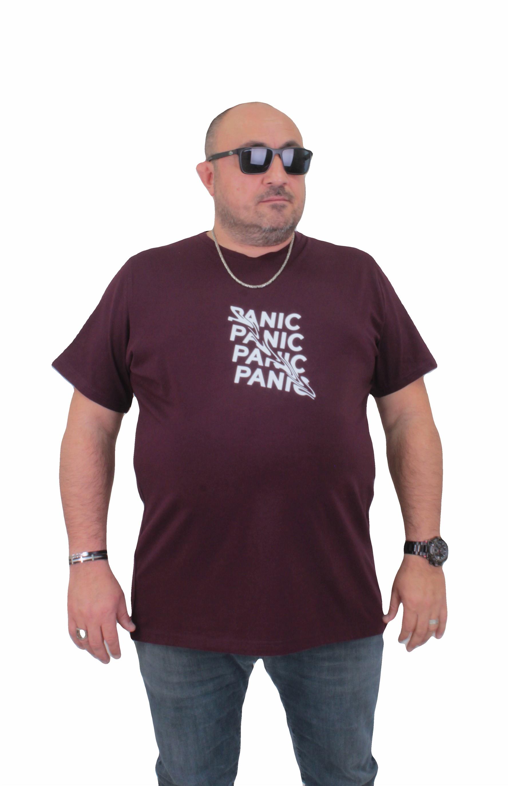 Mocgrande Erkek Büyük Beden Sıfır Yaka Tişört Panic 24135 MURDUM