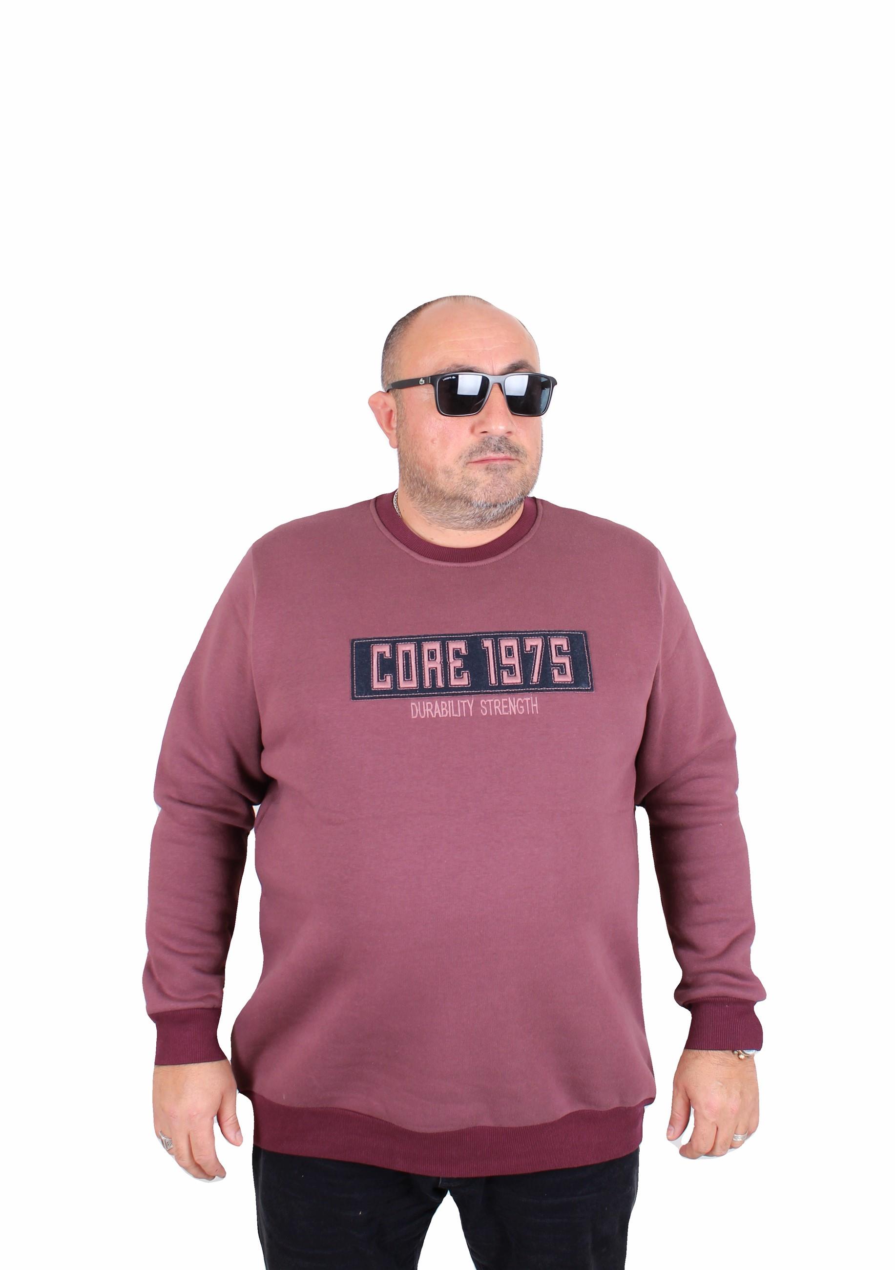 Mocgrande Erkek Büyük Beden Sıfır Yaka 3ip Sweat Core 1975 24209 Eflatun