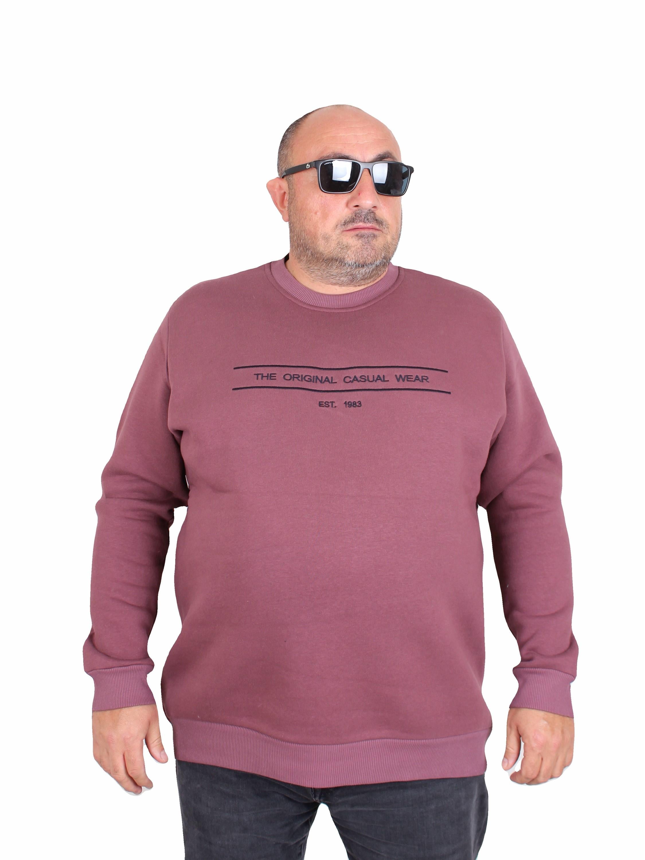Mocgrande Erkek Büyük Beden Sıfır Yaka 3ip Sweat Original 24203 Eflatun