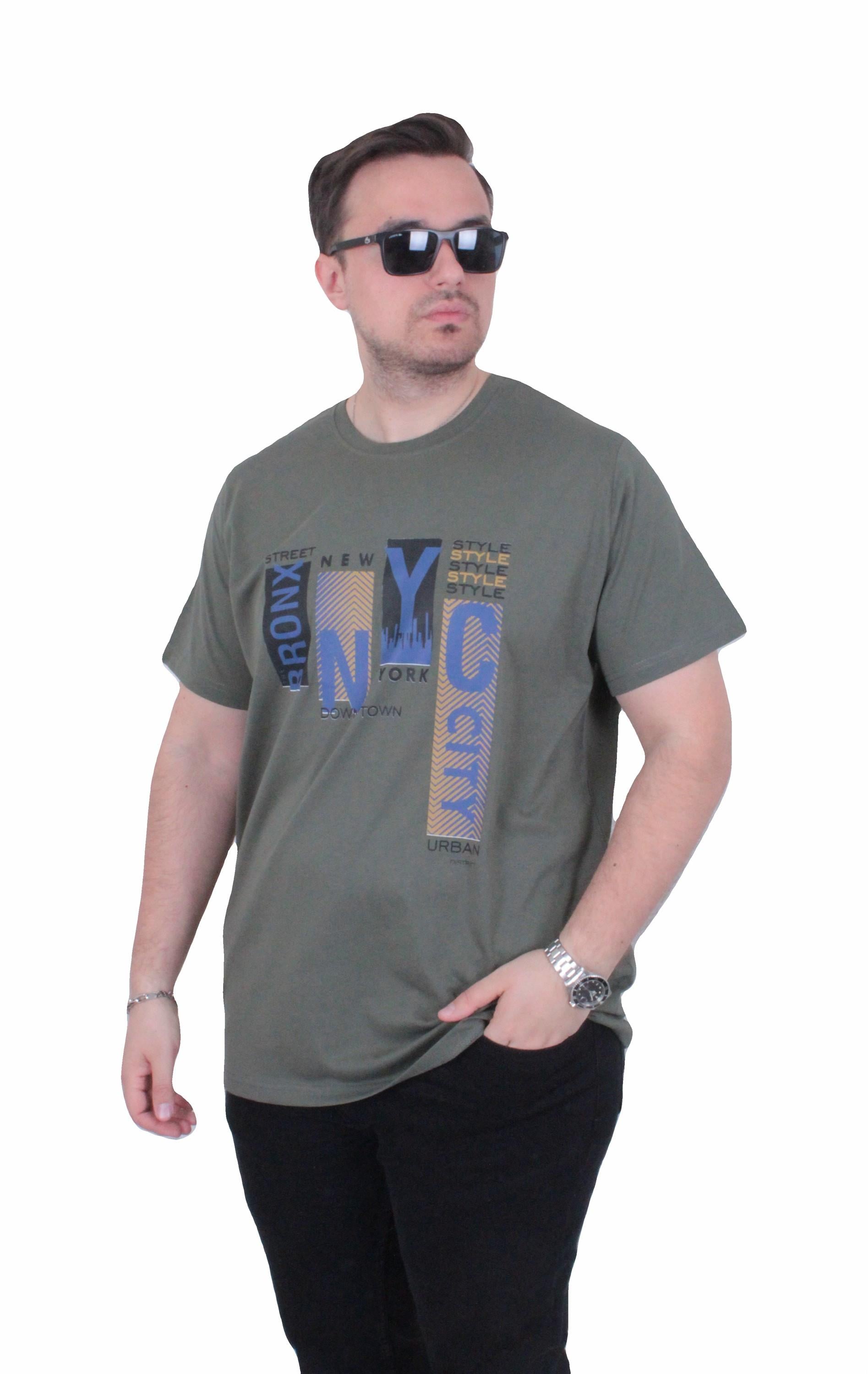 Mocgrande Erkek Büyük Beden Sıfır Yaka Tişört The Bronx Street 26137 HAKI