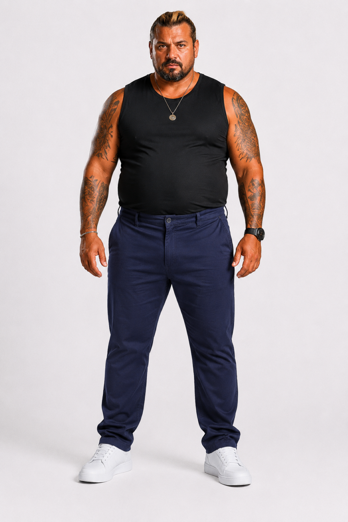 Mocgrande Erkek Büyük Beden Yan Cepli Keten Pantolon 11931 LACIVERT