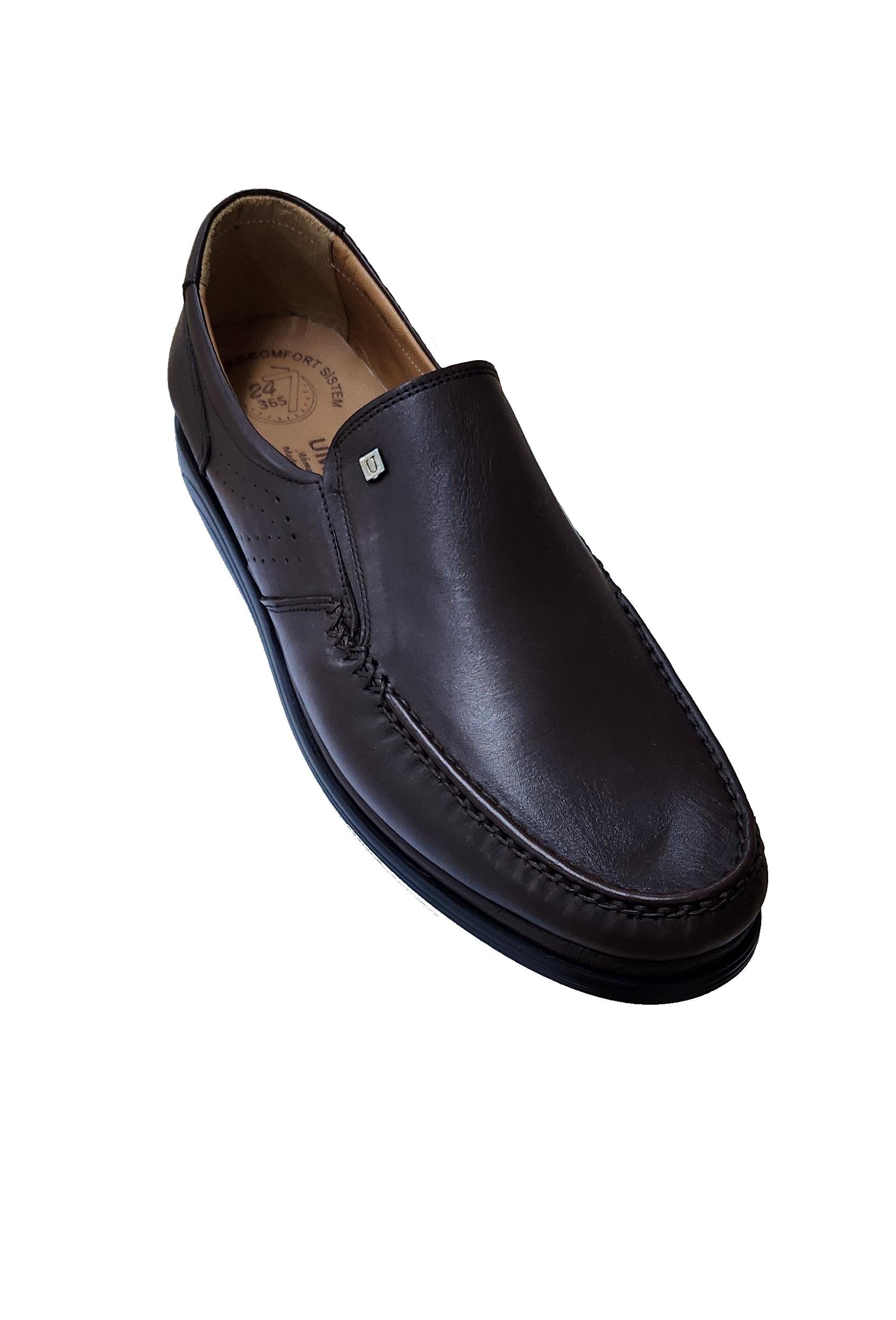 Mocgrande Erkek Hakiki Deri Tokalı Bağcıksız Ayakkabı UMR338 KAHVERENGİ