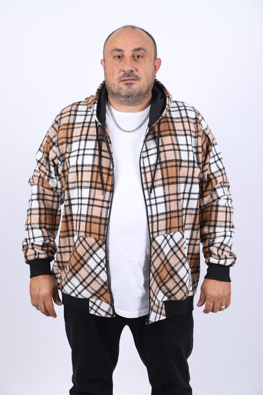 MocGrande Kangaroo Pocket Oduncu Sweat-Gömlek Stripe 22209