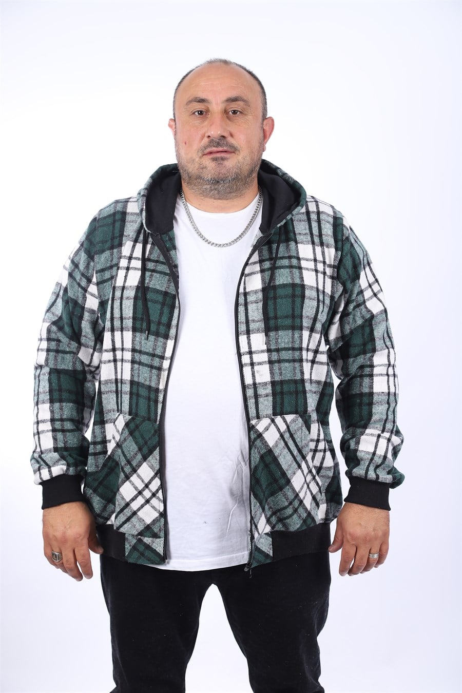 MocGrande Kangaroo Pocket Oduncu Sweat-Gömlek Stripe 22209