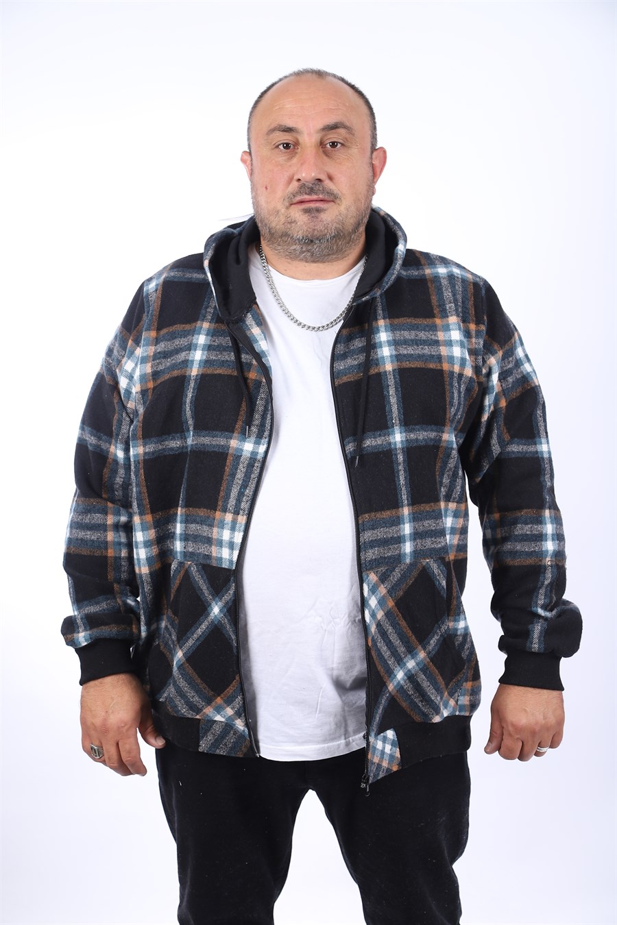 MocGrande Kangaroo Pocket Oduncu Sweat-Gömlek Stripe 22209