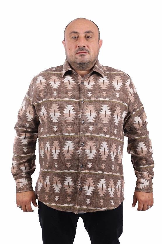 MocGrande Oduncu Gömlek Mc Three Rug Print 22212 KAHVERENGİ