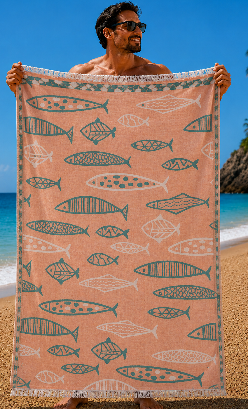 Mocgrande Plaj Havlusu 90 X 180 Terracotta Fish 42157 TURUNCU