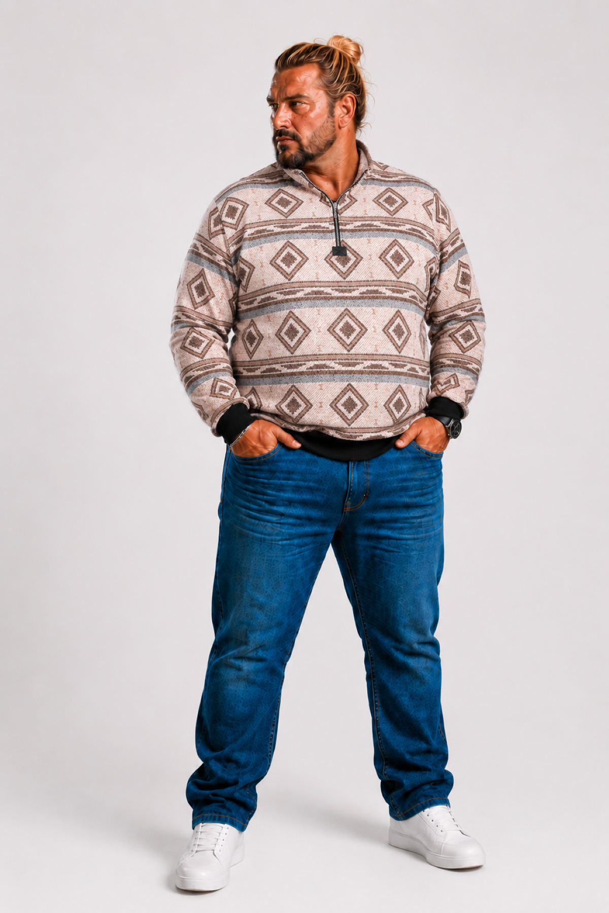 MocGrande Sweatshirt Oduncu Polo Yaka Fermuarlı 22220 KAHVERENGİ