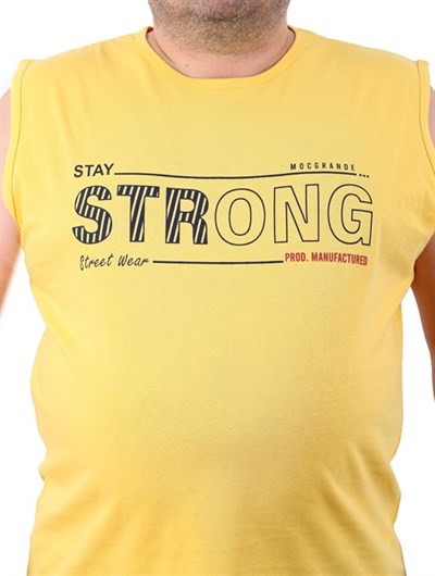 Büyük Beden Erkek Atlet Bisiklet Yaka Strong Hardal 22127-3-3656