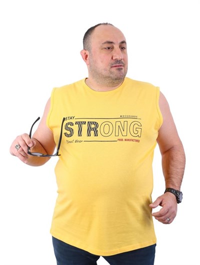 Büyük Beden Erkek Atlet Bisiklet Yaka Strong Hardal 22127-3-3656