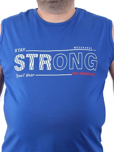 Büyük Beden Erkek Atlet Bisiklet Yaka Strong İndigo 22127-2-3665