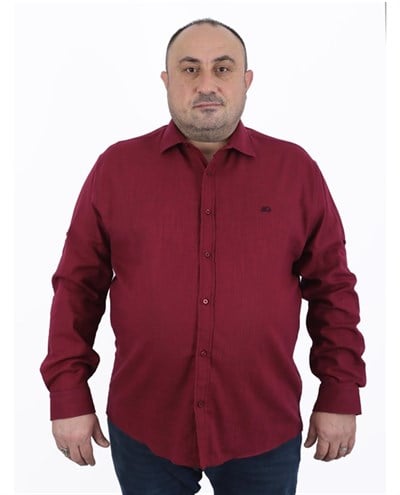 Büyük Beden Erkek Gömlek Uzun Kol Classıc Mürdüm 22308-6-3089