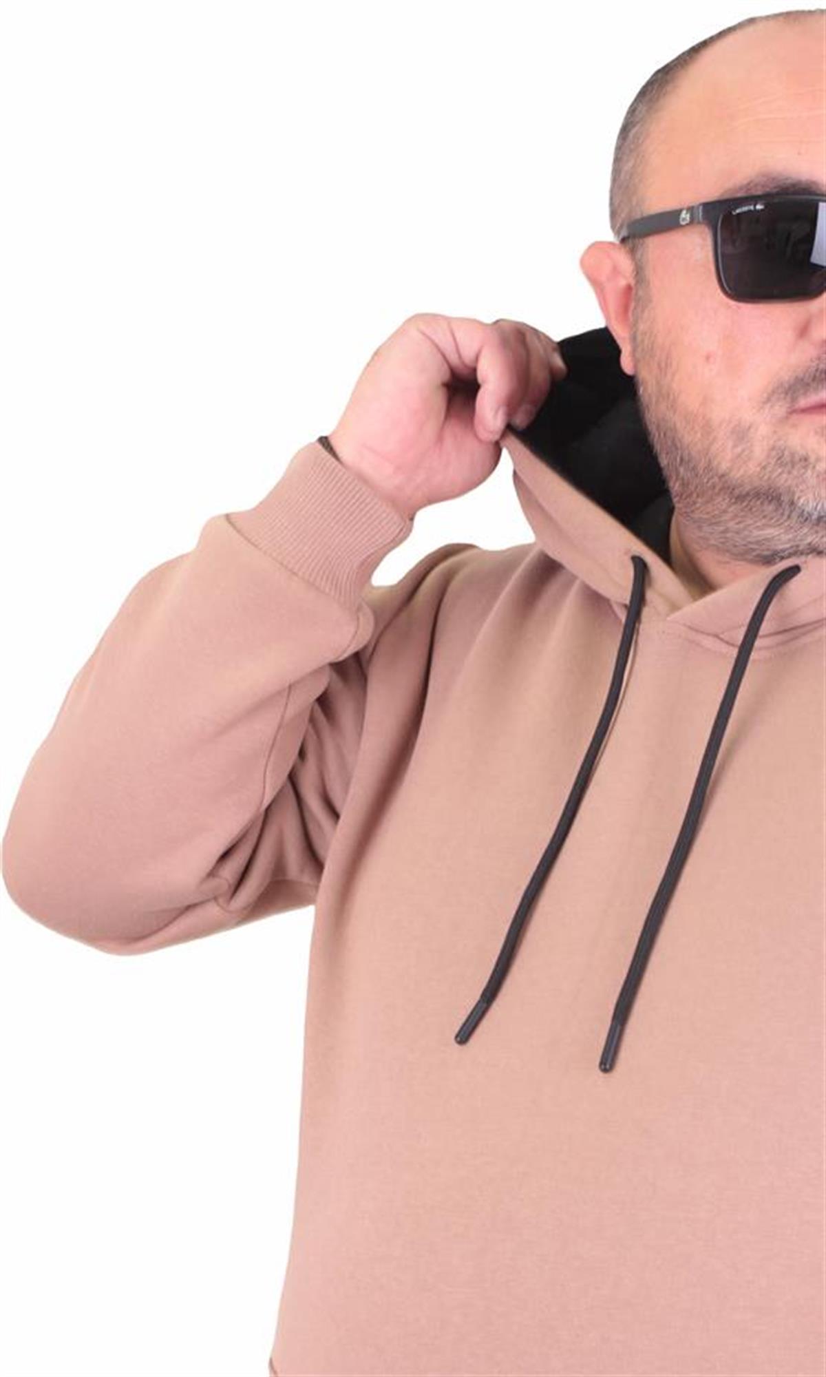 Starbattal Büyük Beden Erkek Basic Sweat Kapüşonlu 11700 S.KAHVE