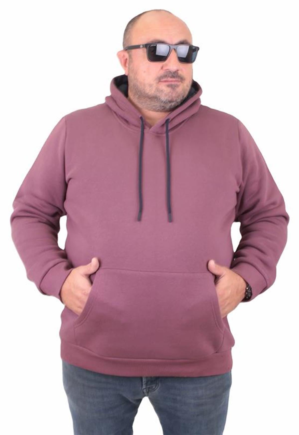 Starbattal Büyük Beden Erkek Basic Sweat Kapüşonlu 11700 Eflatun