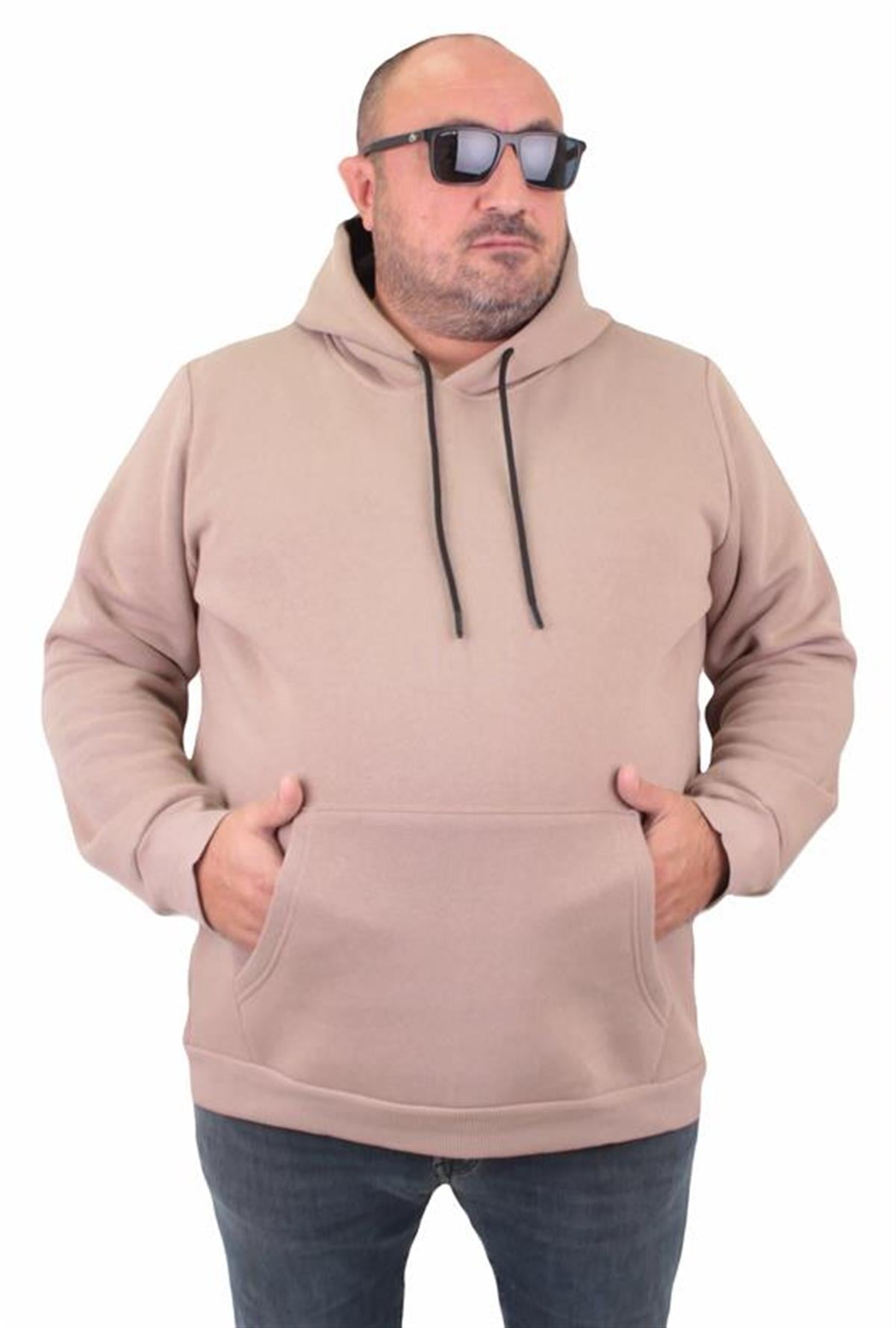 Starbattal Büyük Beden Erkek Basic Sweat Kapüşonlu 11700 TOPRAK