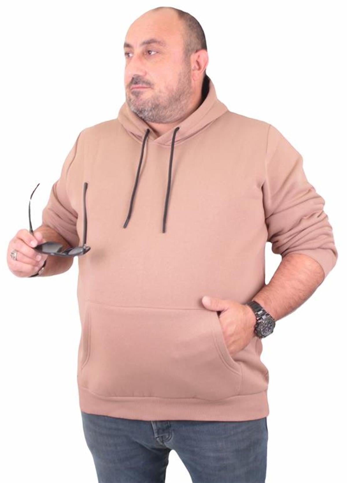 Starbattal Büyük Beden Erkek Basic Sweat Kapüşonlu 11700 S.KAHVE