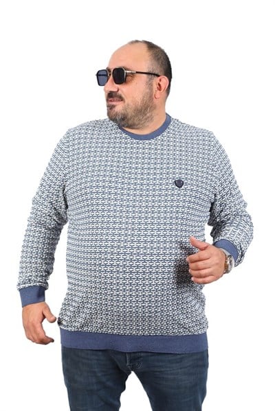 Starbattal Büyük Beden Erkek Bisiklet Yaka Sweatshirt 22715-764